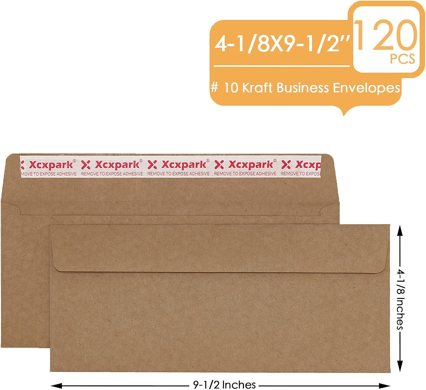 120 PCS #10 Brown Self Seal Kraft 4-1/8 x 9-1/2 inches Security Envelopes, Windowless Invisible Envelopes Super Strong Quick Seal Envelopes Security Tint Pattern Secure