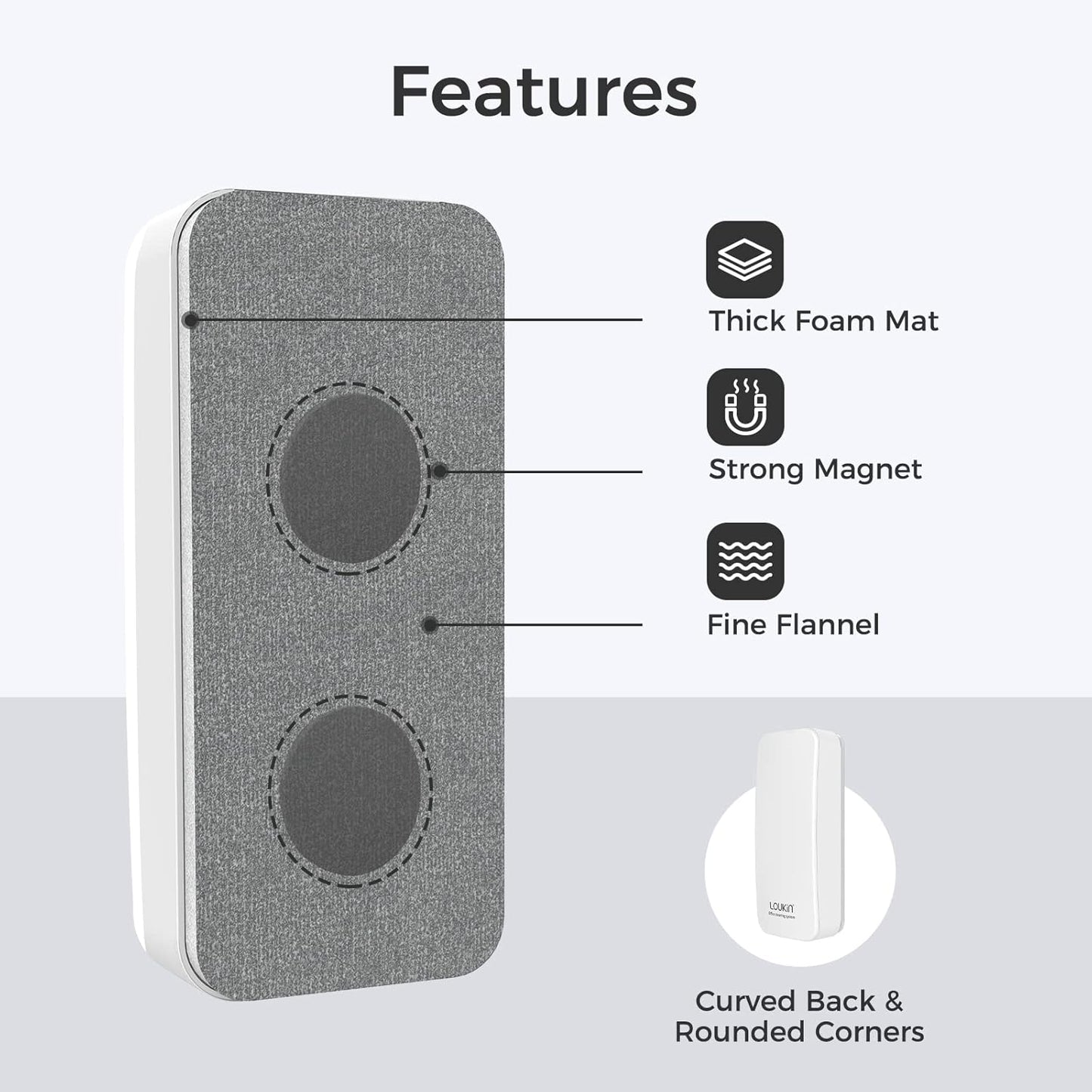 loukin 2 Pack Magnetic Dry Erase Eraser, Whiteboard Eraser, Glass Board Remover, 3.4 fl oz Whiteboard Cleaner * 2 Included, for Classroom, Home and Office Use (White)