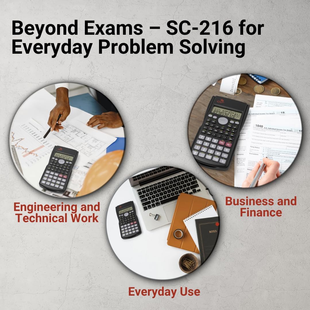 SC 216 Non Graphing Scientific Calculator for School by Red Star Tec (2 Pack Bundle)