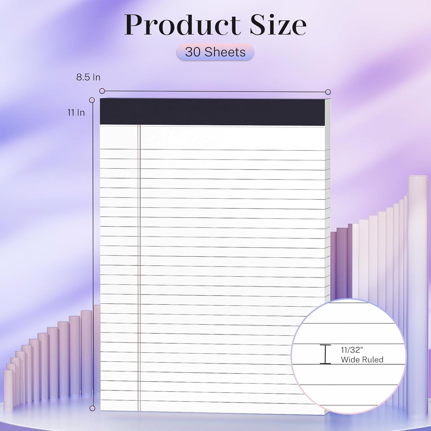 4 Pack Legal Pads 8.5 x 11 White Note Pads 8.5 x 11 Notepad Micro Perforated Writing Pads Lined Paper Pads Wide Ruled Pad of Paper 30 Sheets Notebook for To-Do Lists, School & Office Supplies