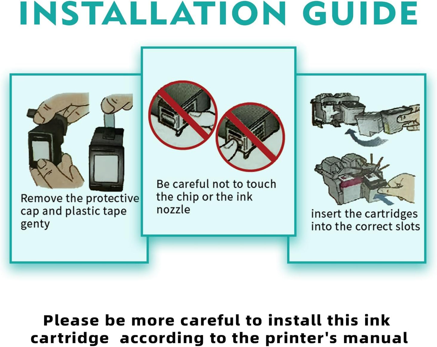 Compatible -Hp Ink 67xl Black and Color Combo Pack New, Hp Envy 6455e Ink Cartridges, 67xl High Yield 3-Pack (2 Black+1 Tri-Color), for Deskjet 2700/4100, Deskjet Plus 4100/4155 (Not for HP+)