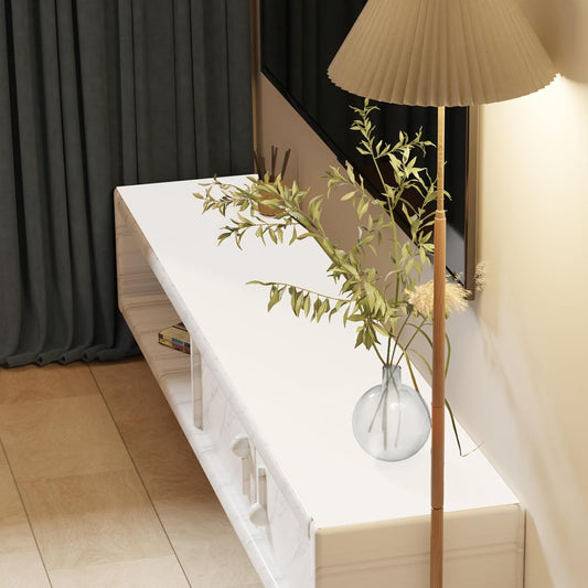 Leather Desk Mat,1.8mm Thick,12x66 Inch Desk Cover,Desk Protector Mat,Dresser Cover Top,Desktop Cover,Dresser Cover Top for Bedroom,Table Protector Mat(White+White,12×66)