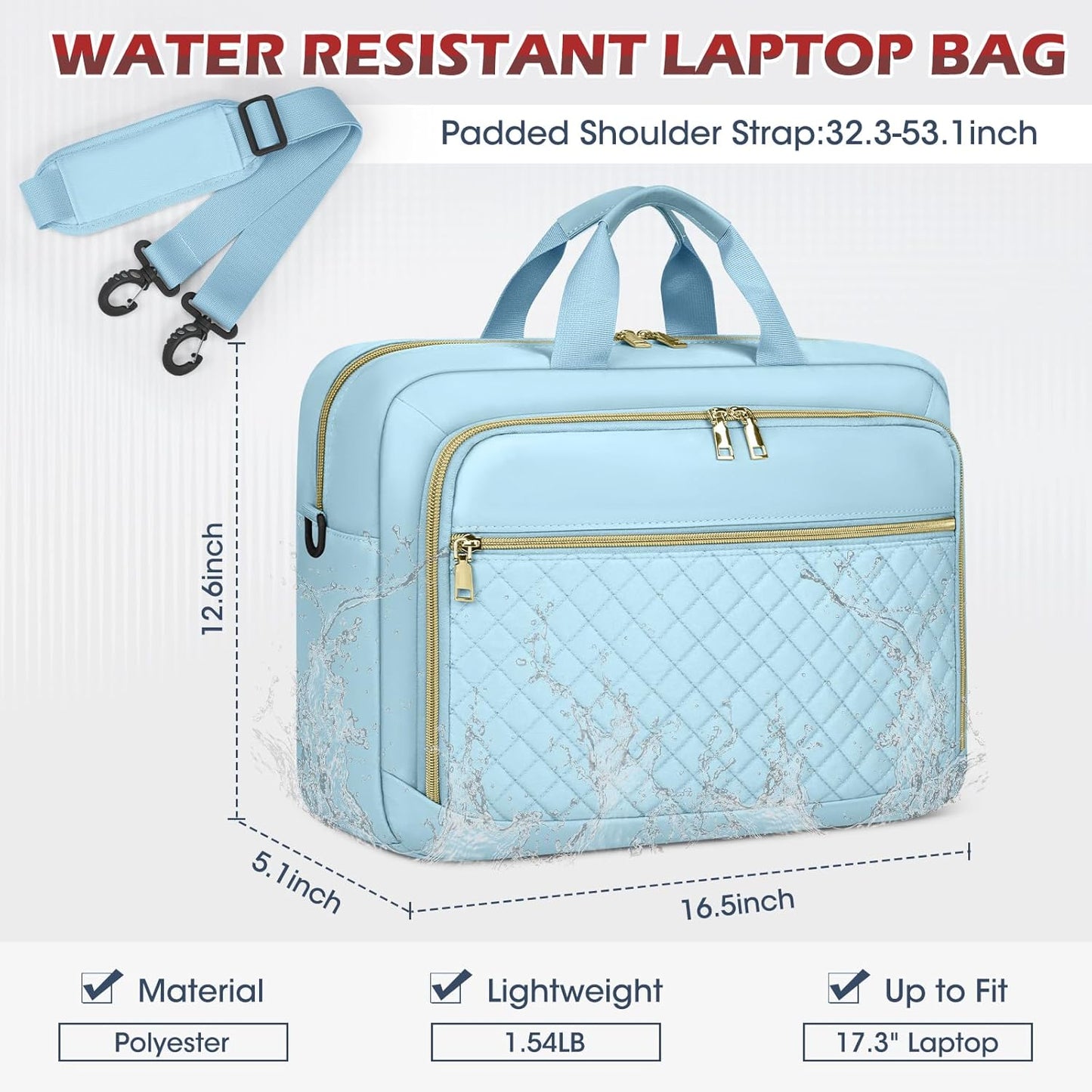 NEWHEY Laptop Bag 17.3 Inch Laptop Briefcase for Women Men Waterproof Shoulder Messenger Bag Large Computer Bag for Business Office Work College, Blue