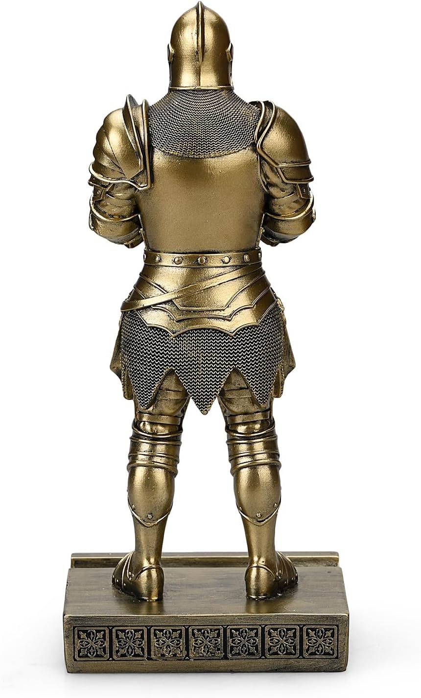 King's Guard Standup Knight Candlestick Holders Resin TeaLight Holder Warrior Mobile Phone Stand Pen Holder Candle Holder for Restaurant, Altar, Home Table(Bronze)