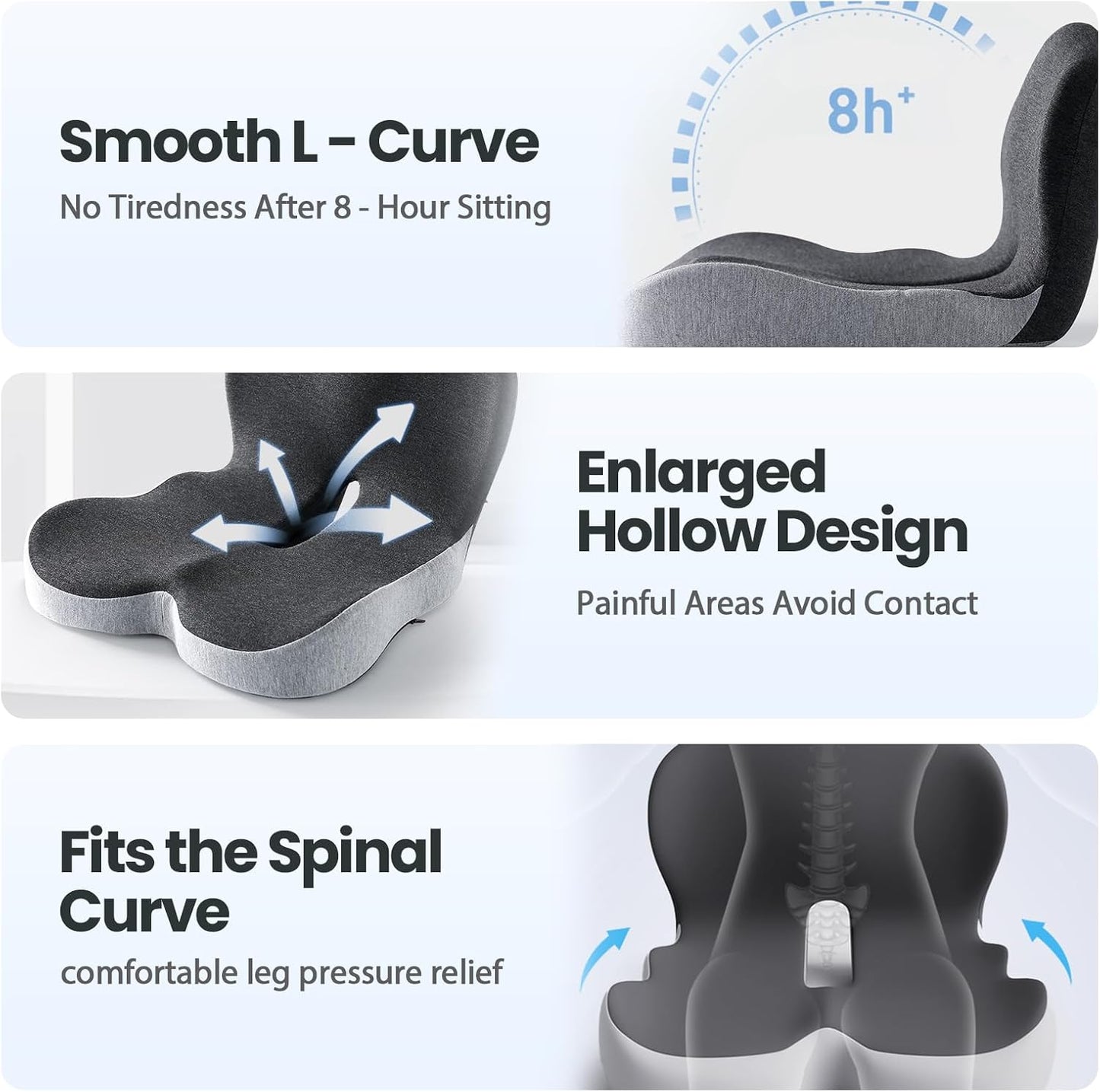 Back and Seat Cushion, 2025 New Ergonomic Non-Slip Memory Foam Seat Cushion with Back Support, L-Shaped Breathable Seat Cushions for Car, Office, Home (Pink)