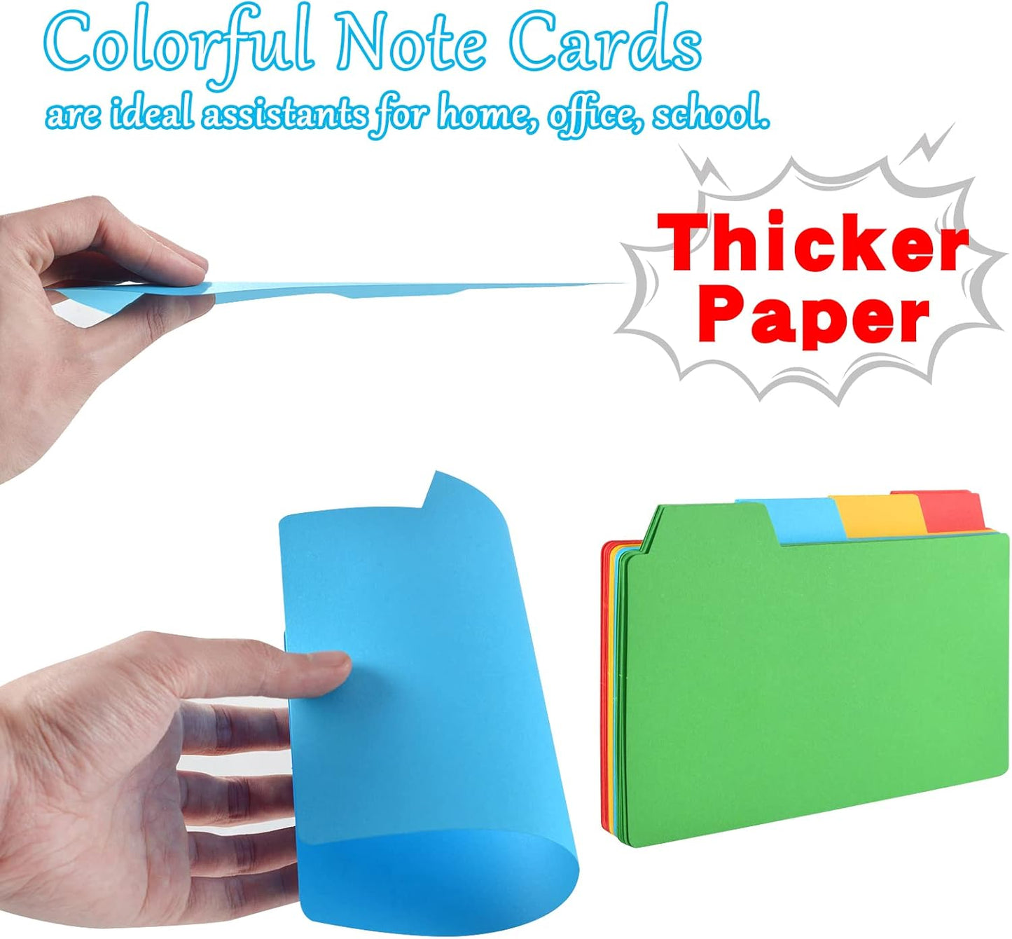 96 Pcs 5x8 Index Cards Dividers With Blank Tabs - Color Note Cards for Studying, Working, Office, School, Business, Home