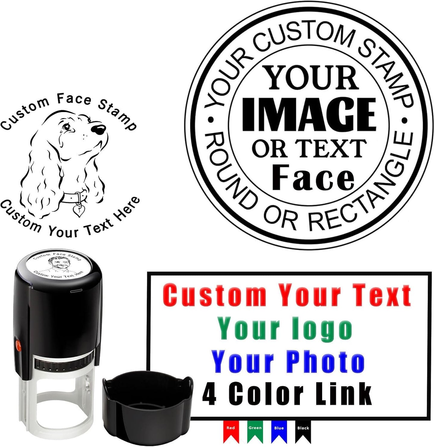 Custom Face Photo Stamp Personalized Self-Inking Portrait Rubber Stamps Customized Name Logo Return Address Approved Stamp Label Stamping Supplies Office Business Funny Gifts for Pets Teacher Face