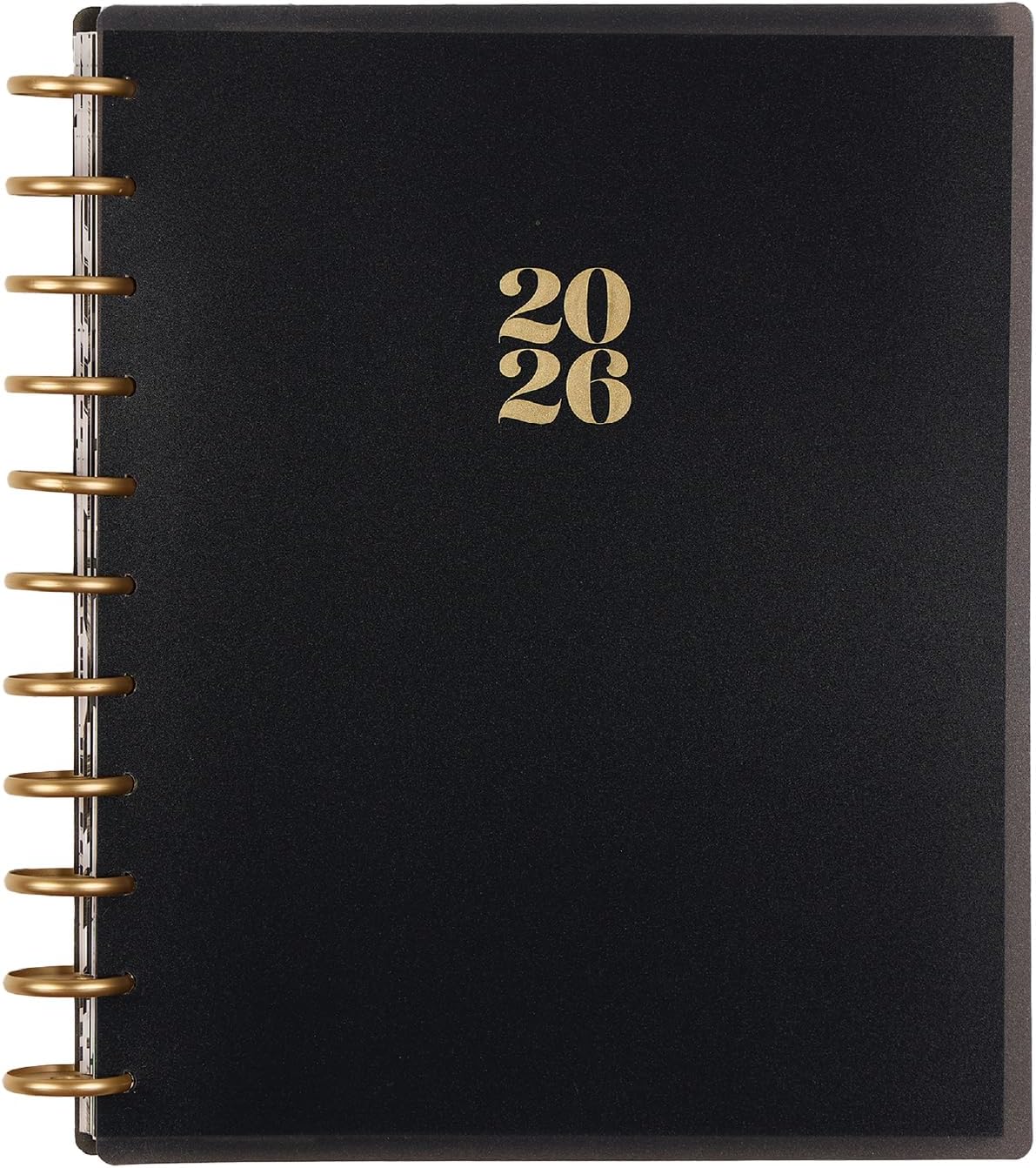 Happy Planner Disc-Bound Planner Jan.–Dec. 2026, Includes 3 Extra Months and 2 Sticker Sheets, Big Size, 8.5" x 11", Horizontal Layout, Modern Texture