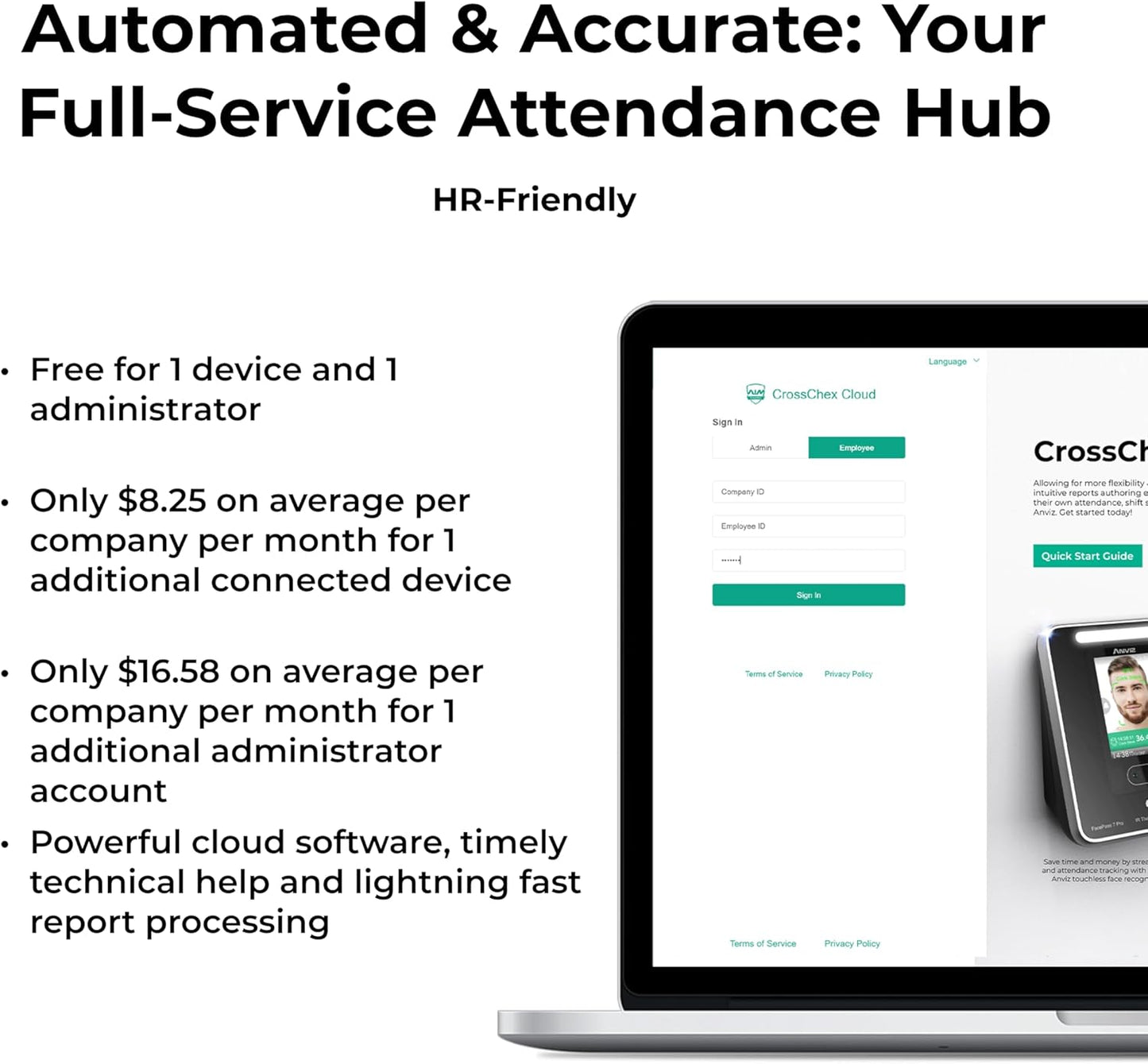 ANVIZ Time Clocks for Employees Small Business - FacePass 7 Pro Biometric Clock in and Out Machine - Face + RFID + Pin Punching in one, Support Door Access, Forever Free Cloud Software
