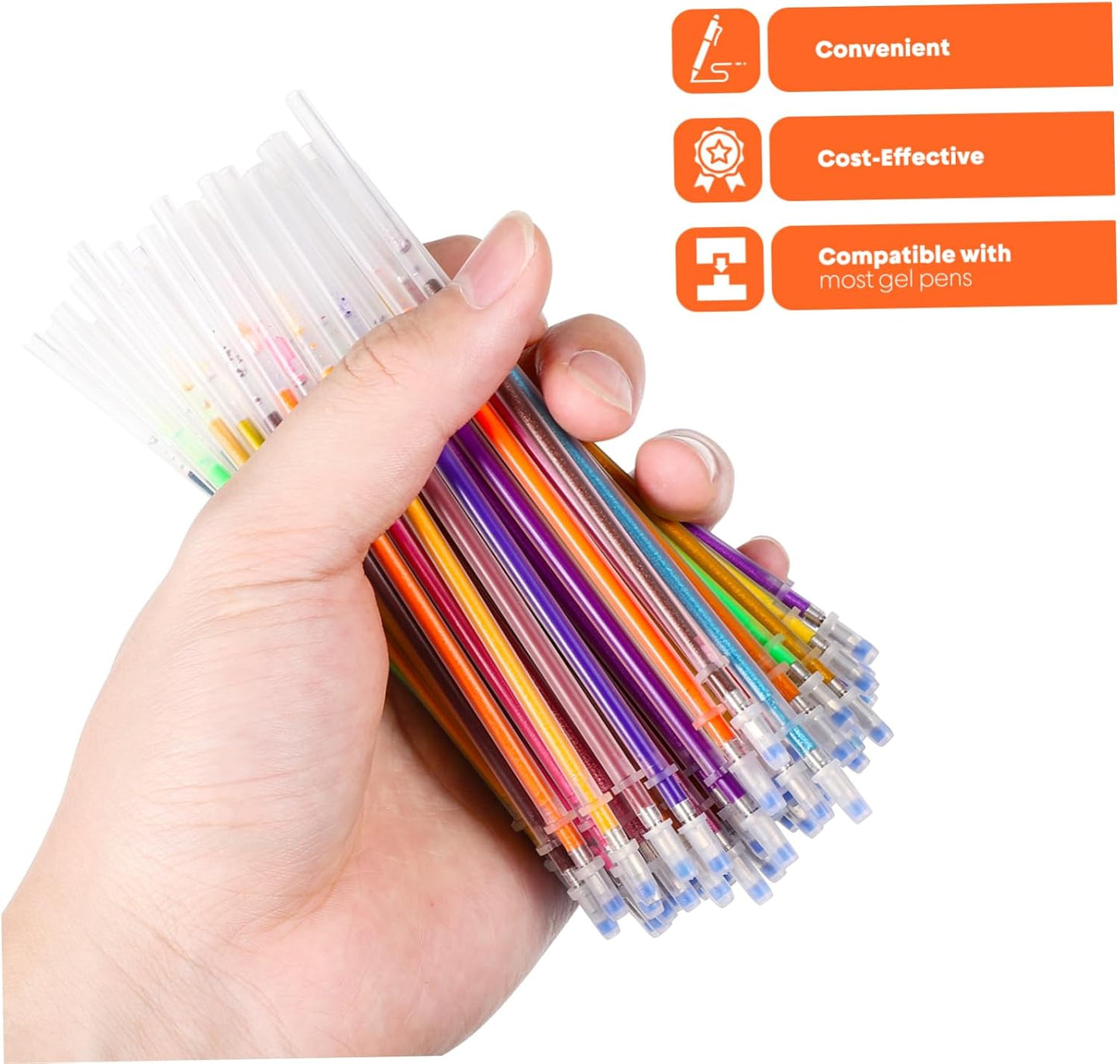 100pcs Premium Glitter Gel Pen Refills 0. 8mm Medium Point Glitter Markers Colorful Smooth Writing Neon Pen for Crafting, Doodling, Drawing, and Adult Coloring Book