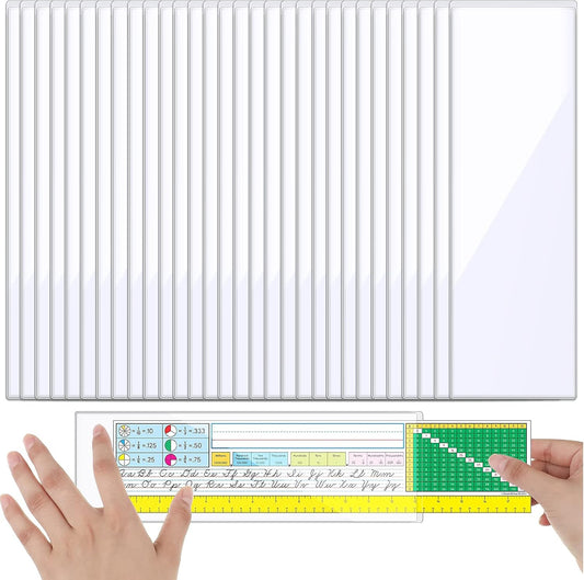 Outus 100 Pcs Clear Self Adhesive Pockets - Bin Labels for Storage Bins, Pocket Label Sleeves, Plastic Index Card Holder with Top Open for Organizing Bins Box Drawer(3.55 x 10.8 Inch)