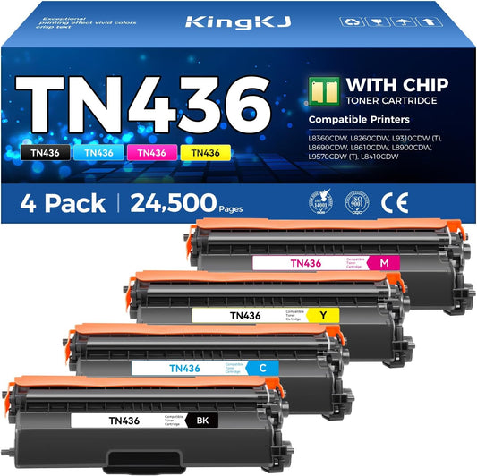 TN436 Toner Cartridge 4-Pack Replacement Compatible for Brother TN-436 TN433 TN431 MFC-L8900CDW MFC-L8690CDW HL-L8360CDW HL-L8260CDW MFC-L8610CDW MFC-L8905CDW MFC-L9570CDW HL-L8360CDWT Printer Set Ink