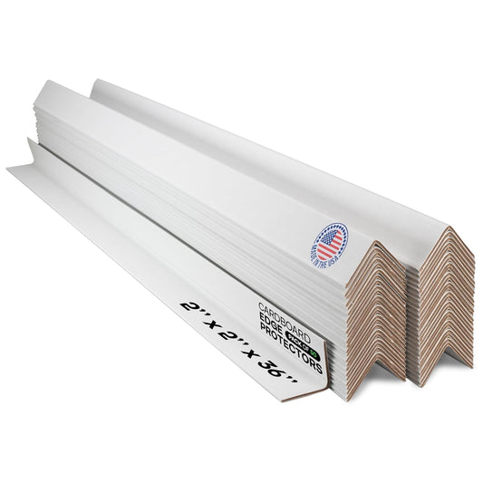 IDL Packaging Cardboard Edge Protector 2" X 2" X 36", Pack of 50 - White Kraft Cardboard Corner Protectors for Shipping - V-Board Reinforced Pallet Edge Protector - Eliminates Shifting of Packaging