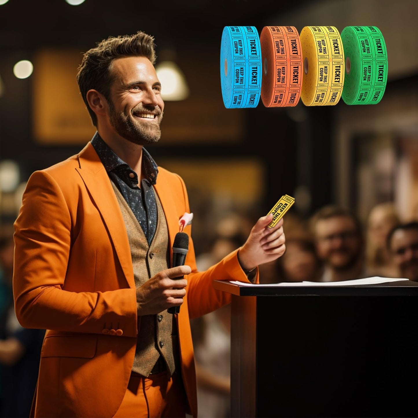 2000 Methdic Blue Raffle Tickets (4 Color Selection), Double Roll, Ticket for Events, Entry, Class Reward, Fundraiser & Prizes