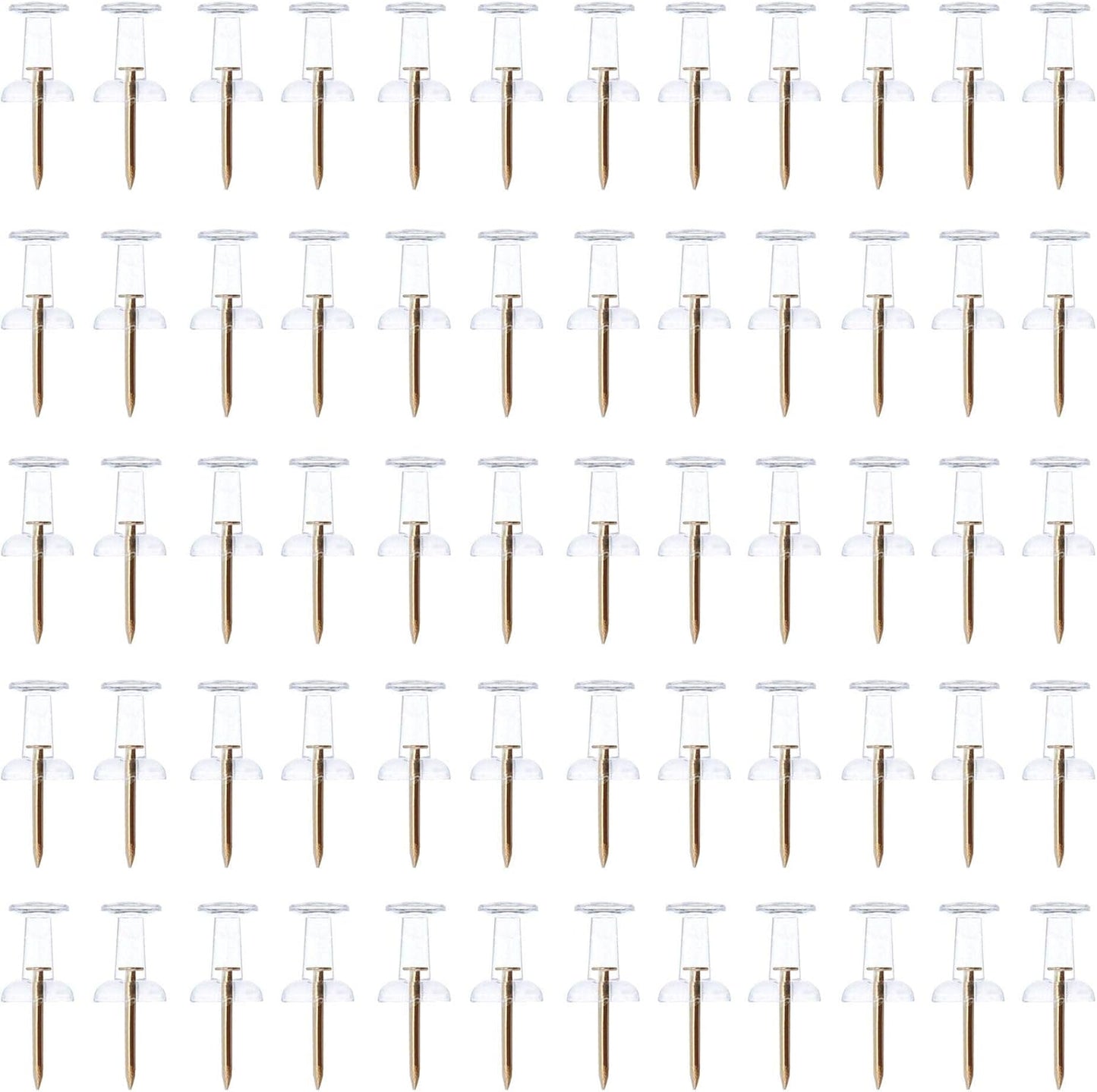 Clear Push Pins 600pcs Standard Thumb Tacks with Rose Gold Steel Point Transparent Plastic Head Pins for Hanging Photo Posters Craft Marking Map Wall Cork Board