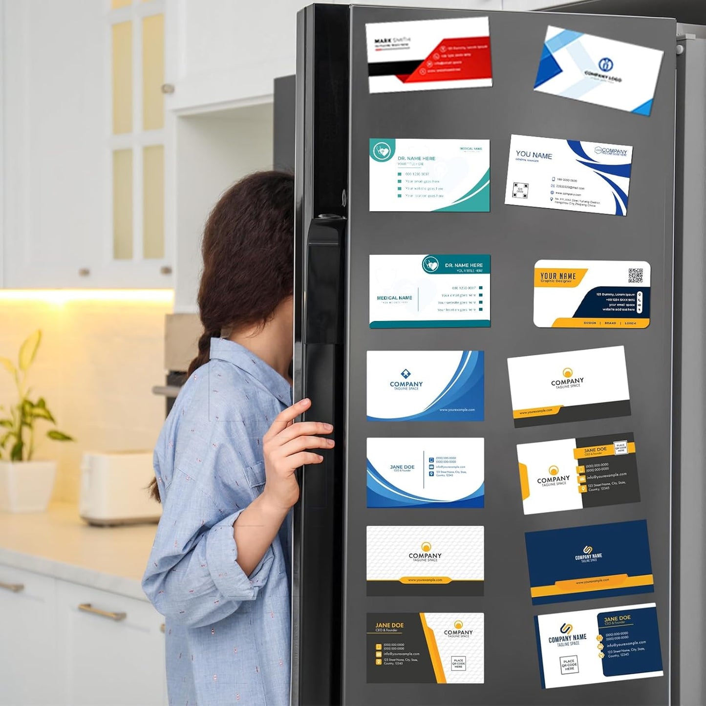 Magnetic Sheets with Adhesive Backing 2 x 3.5 Inch, 500 Packs Business Card Magnets Peel and Stick, Business Cards Customizable, Adhesive Magnetic Sheets, Custom Business Cards Personalized