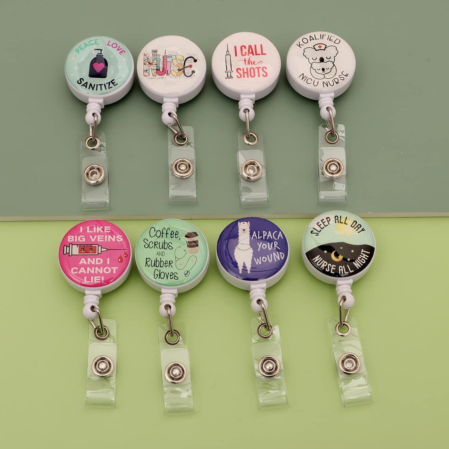 15pcs Nursing Student Must Haves Badge Reels Retractable Badge Holders,Id Badge Holder Retractable Clip,Funny Badge Reel Cute Badge Reel Retractable Lanyards for Id Badges,Nurse Accessories for Work