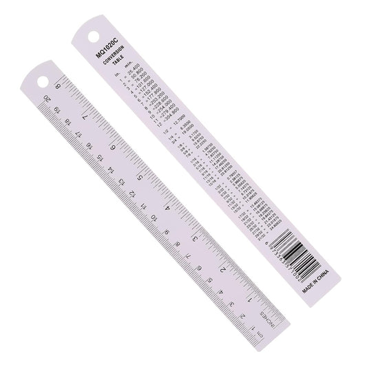 PATIKIL 20cm/8" Metal Ruler, 2 Pack Aluminum Alloy Rulers with Centimeters, Millimeters, Inches and Conversion Table Straight Edge Ruler for Writing Machinist Drafting, Purple