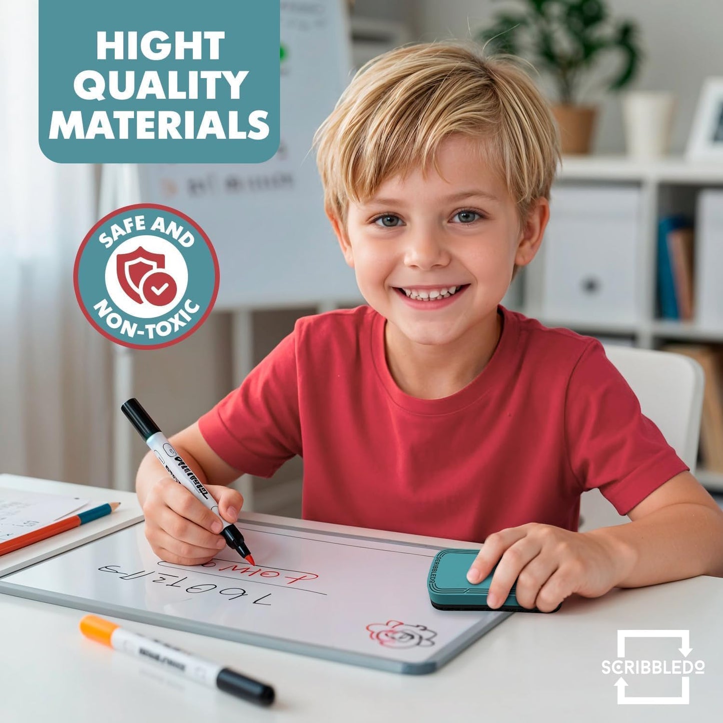 SCRIBBLEDO Boho Dry Erase Erasers 4 Pack Magnetic Whiteboard Erasers in Soft Modern Colors White Board Eraser Dry Erase Board Cleaner for Teachers Students Office & Classroom