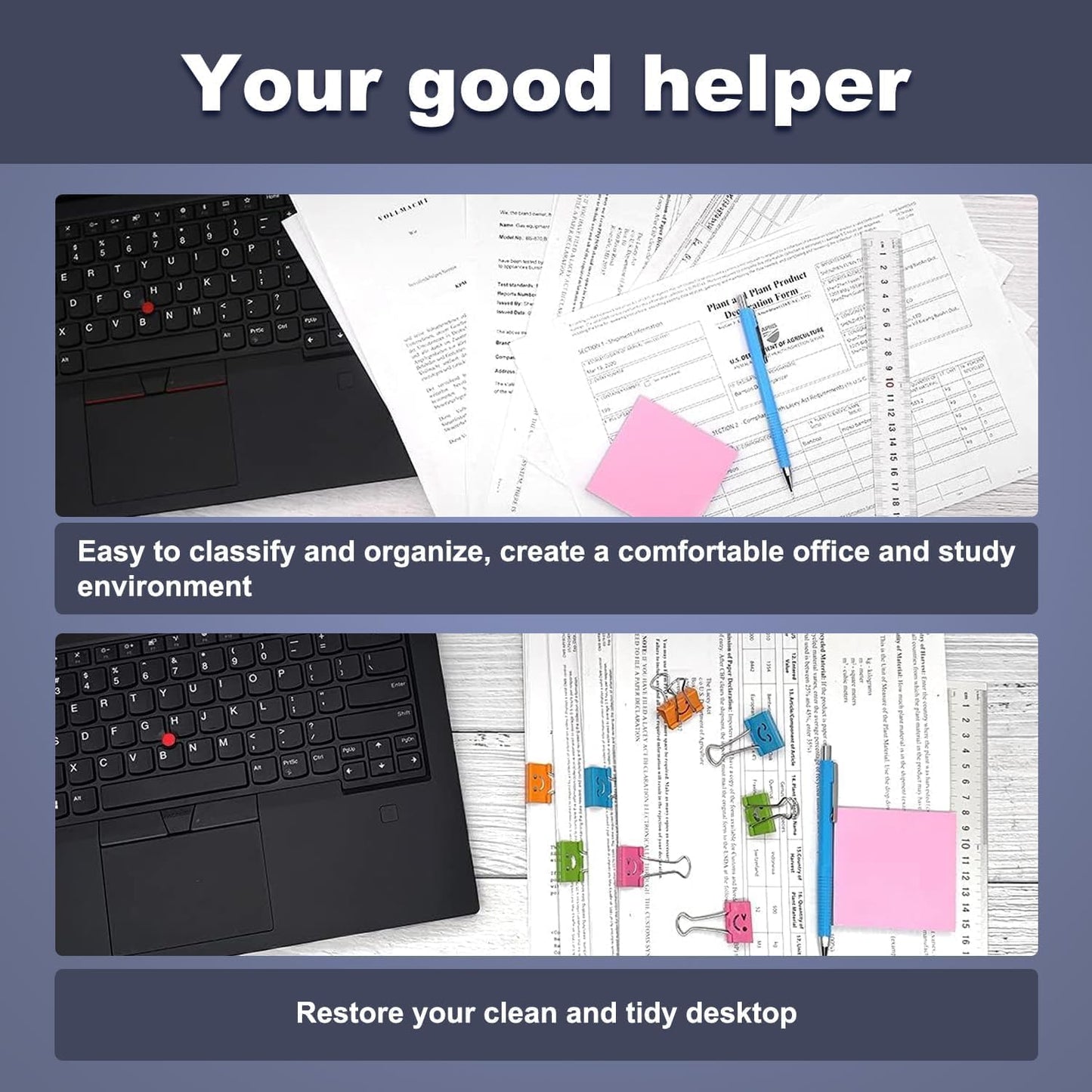 240 Pack Smiling Binder Paper Clips, Mini Metal Binder Clips for Kitchen, Send Goods from Local Warehouse, Cute Binder Clips, School Personal Document Organizing Classifying, Office, Paper Clamps