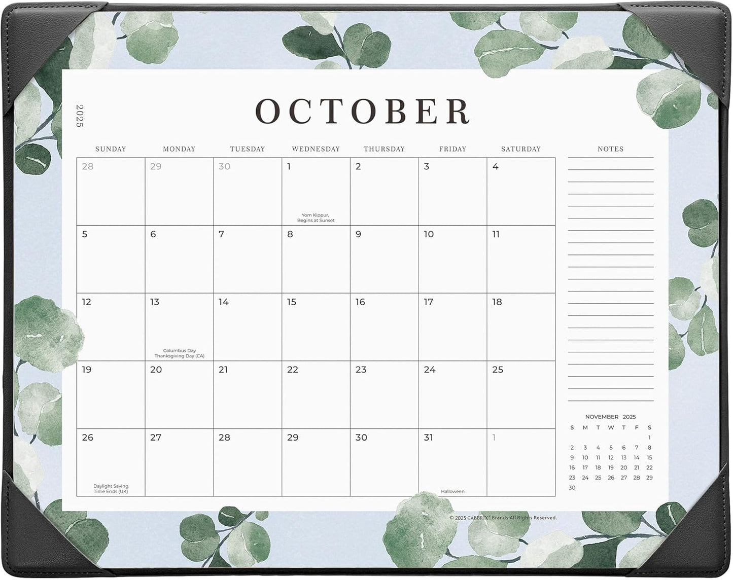 Cabbrix Desk Calendar 2025-2026, 18 Months Calendar Runs Until December 2026, Medium 15" x 12" Monthly Desktop Calendar with Mat for Home Office School