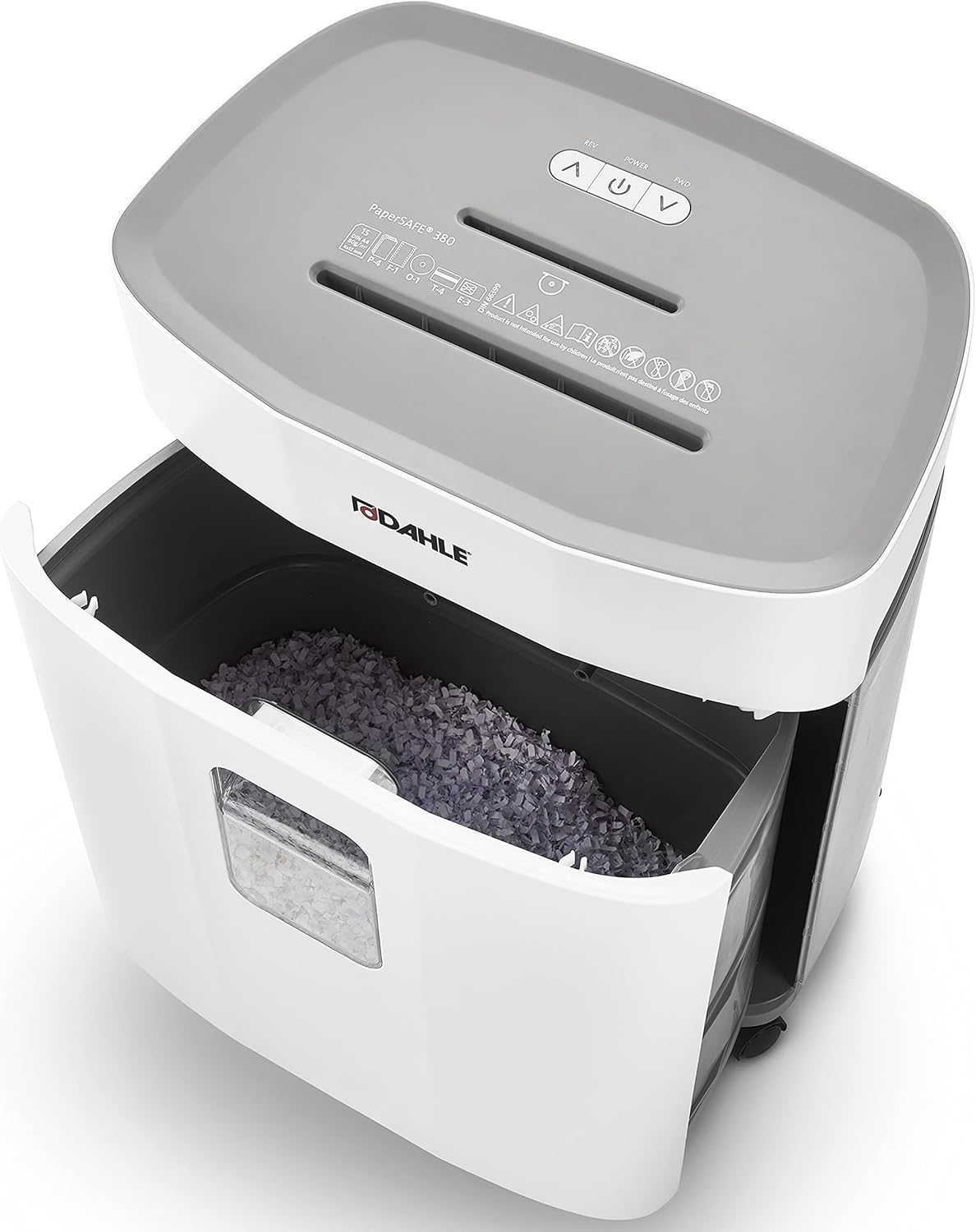 Dahle PaperSAFE PS 380 Paper Shredder, Oil Free, Jam Protection, Security Level P-4, 15 Sheet Max, Shreds CDs, Staples, Paper Clips & Credit Cards
