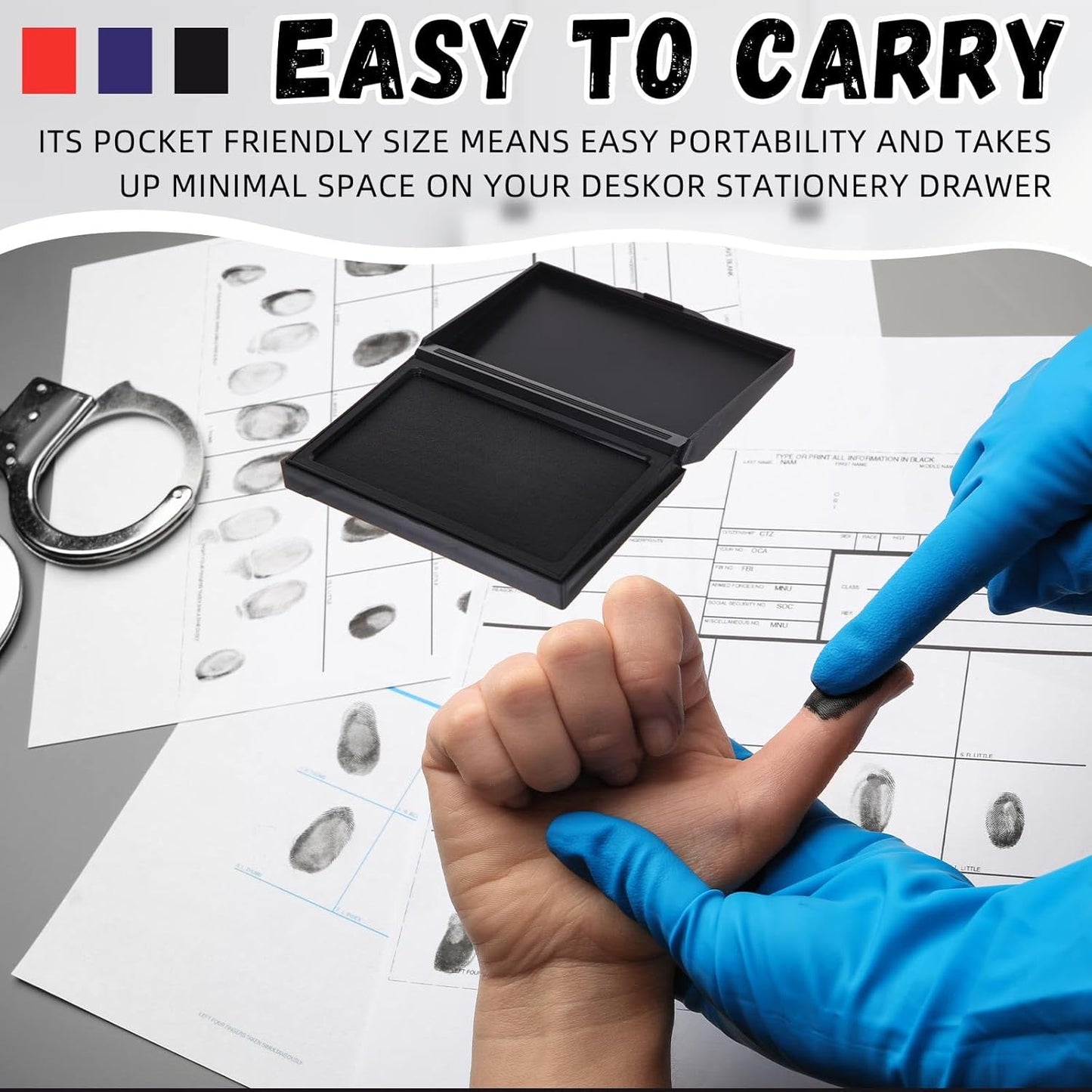 Janlaugh 9 Pack Colors Stamp Pads 4 x 3 Inch Quality Felt Pad Finger Print Ink Pad Black Red Blue Stamp Ink Pad for Rubber Stamp Paper Scrapbooking Wood Fabric