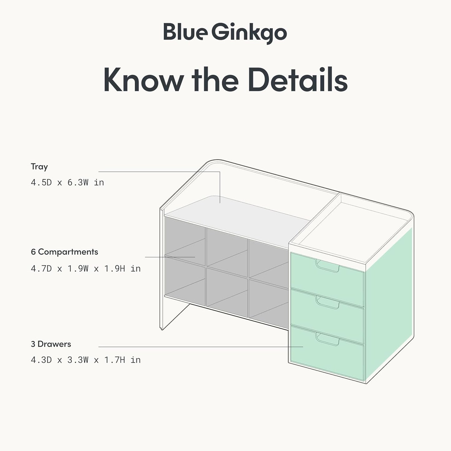 BLUE GINKGO Hive Stack Desk Organizer – Stackable Pen Holder, Stationary Organizer with Drawers - Office Storage, School Supplies, Makeup (Made in Korea, Blue)