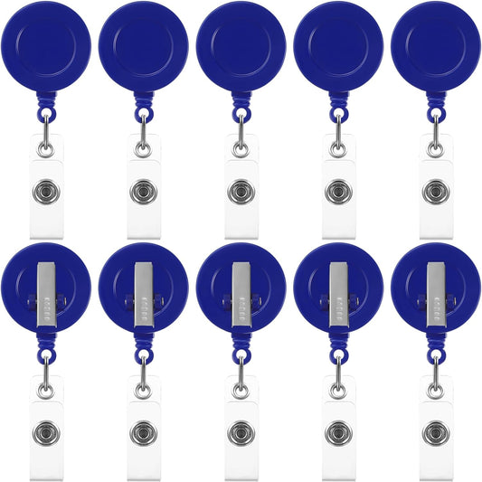 Zonon 50 Pieces Retractable Badge Holder Reels with Swivel Alligator Clip, ID Card Holder Name Badge Reel Clips for Students Teachers Office Workers (Navy Blue)