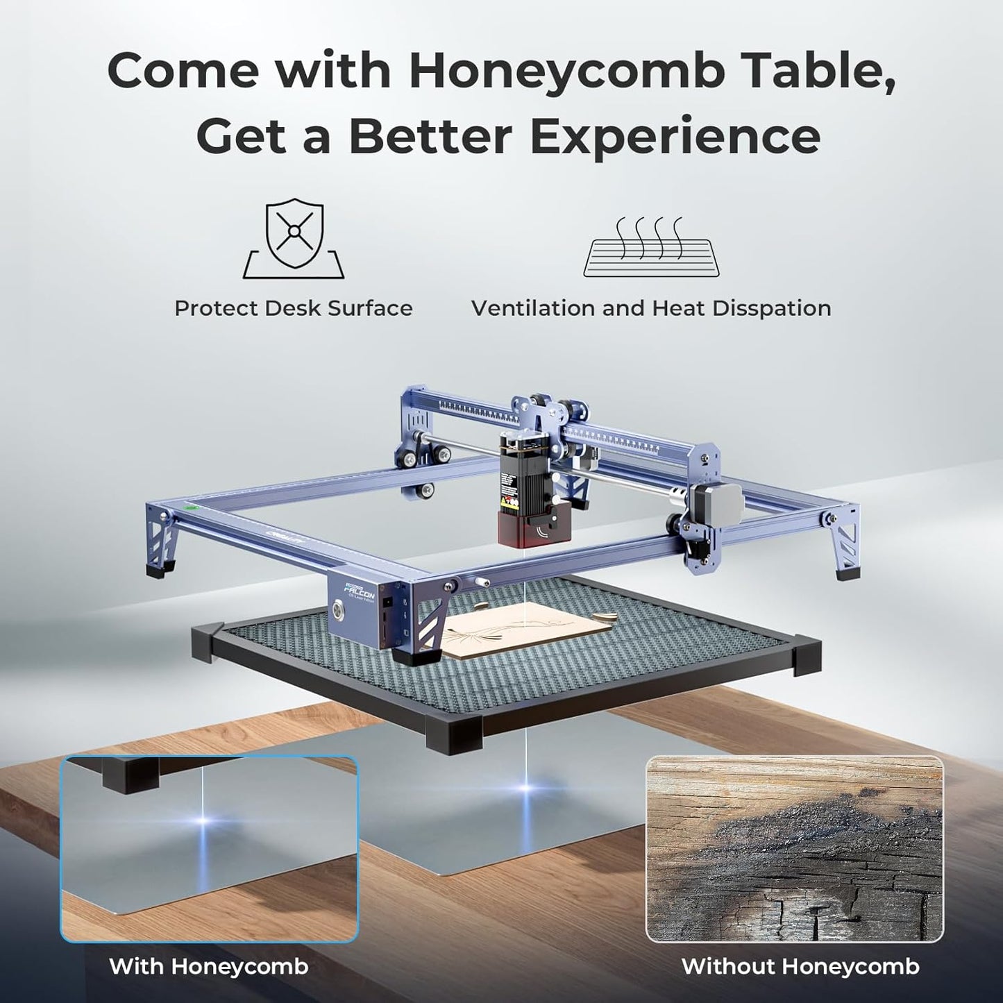 Creality Falcon 5W Laser Engraver Machine with Honeycomb Laser Bed 500x500, 10000mm/min, 72W High-Precision Laser Cutter for Wood, Acrylic, and Metal, Easy Setup and Out-of-The-Box