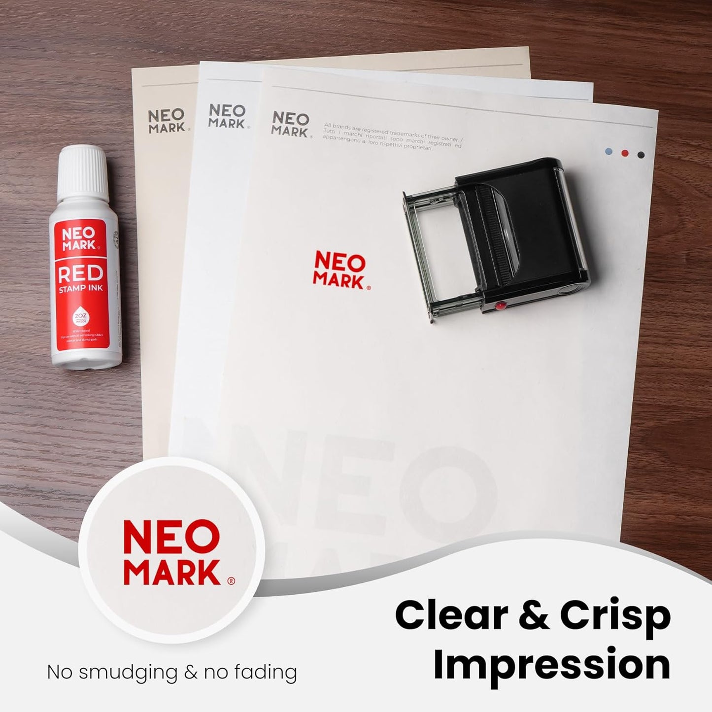 Premium Stamp Ink, Quick-Drying & AP-Certified Non-Toxic Refill Ink for Self-Inking Stamps, Date Stamps and Stamp Pads (Red, 2oz)