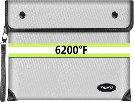 6200°F Upgraded Fireproof Document Bag with Waterproof Zipper,9 Layers of Heat Insulated Materials,Fireproof Money Bag for Cash,Valuables and Important Documents（Not Suitable for A4 Files）
