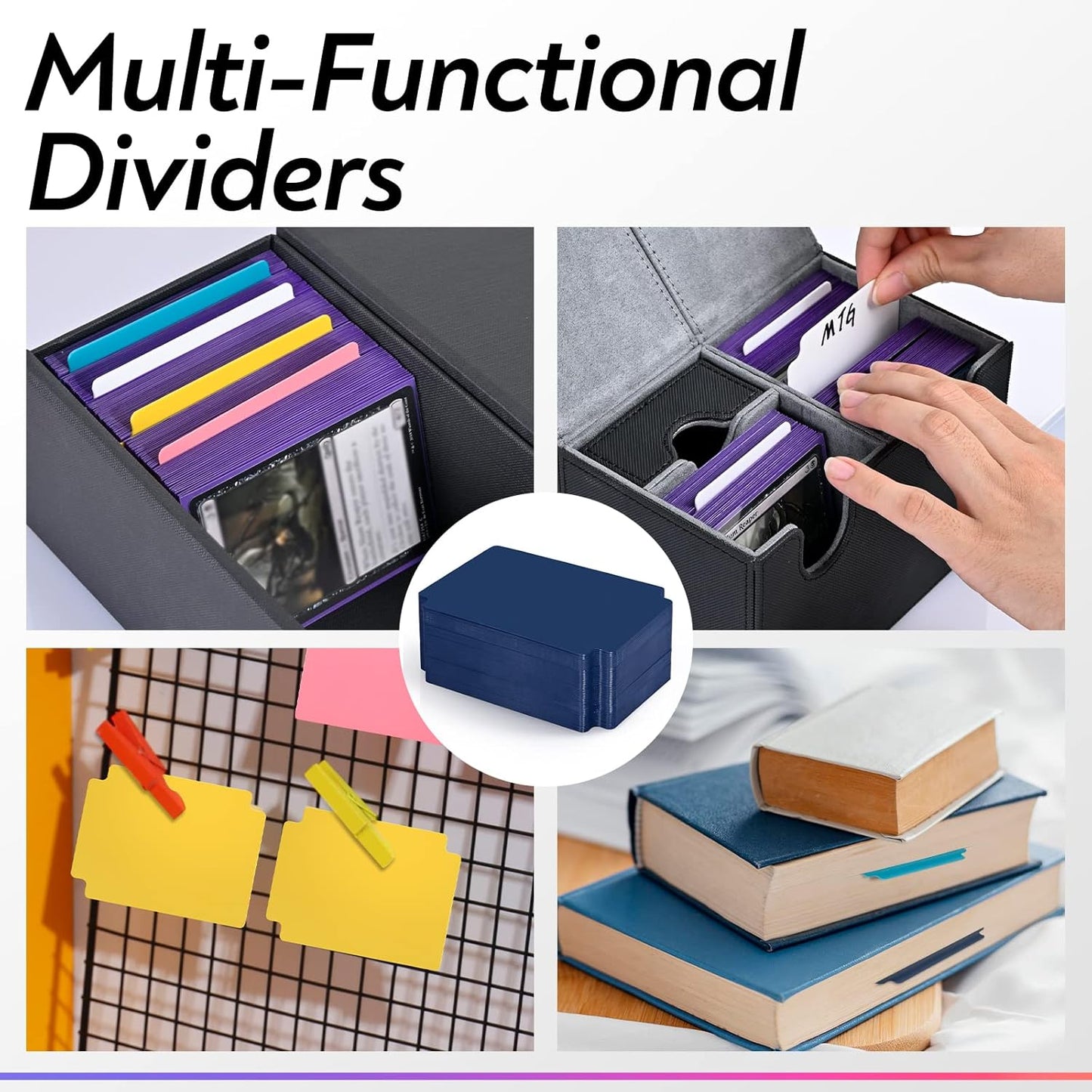 ZLCA 50-Piece Trading Card Dividers with Tabs, Plastic Separator for Storage Box Folder Record Baseball Games Sports Cards, 2.75 x 3.76 Inch (Blue)