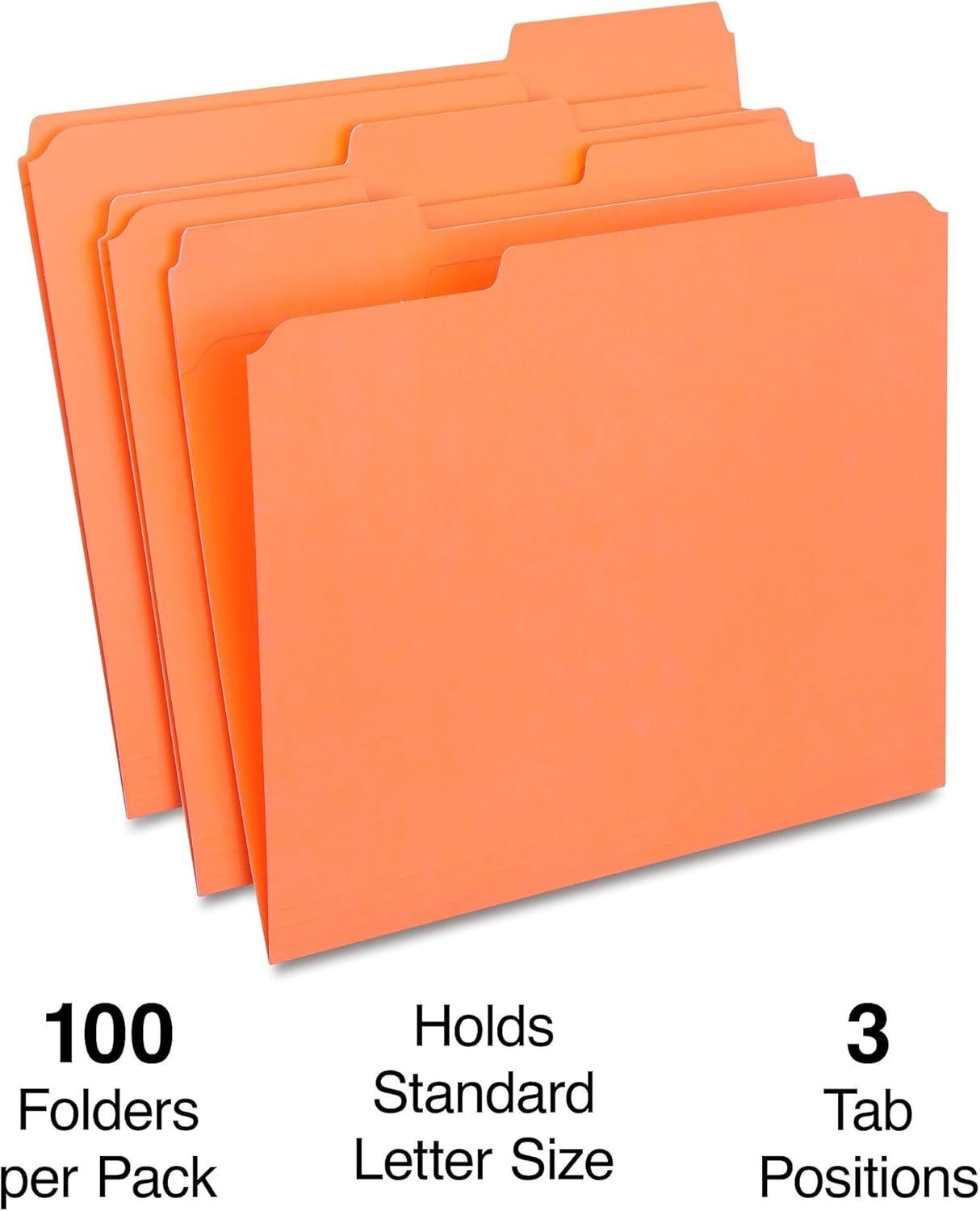 Staples 508929 Colored File Folders w/Reinforced Tabs Letter 3 Tab Orange 100/BX