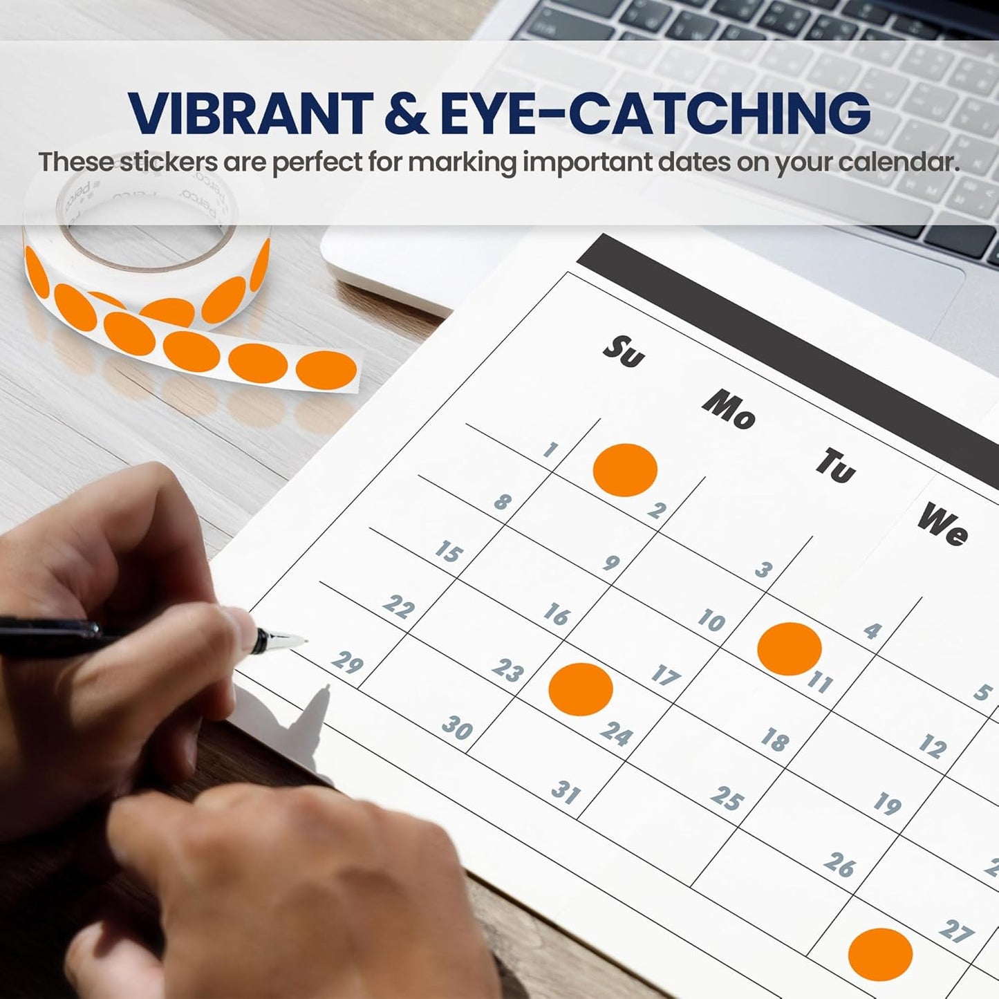 Perco Orange 1-Inch Round Circle Dot Sticker Labels with Removable Adhesive – 1,000 Labels per Roll – Versatile, Vibrant Colors, Reliable Hold, No Residue, Perforated for Convenient Use – Made in USA