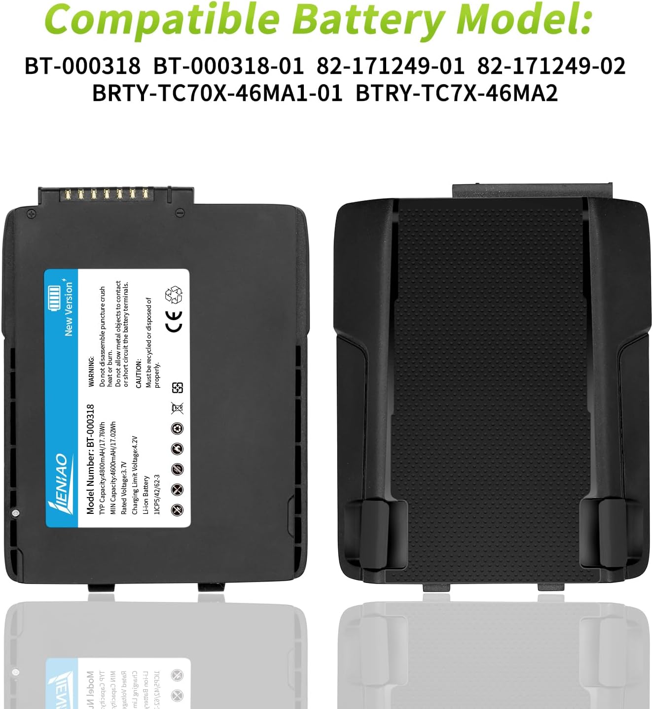 5 Pack for Zebra Scanner Battery TC77 BT-000318 [New Version 4800mAh] for Zebra TC77 Battery TC70 TC70x TC72 TC75 TC75x TC700H TC700K TC77HL TC720L Barcode Scanner BT-000318-01 (5)
