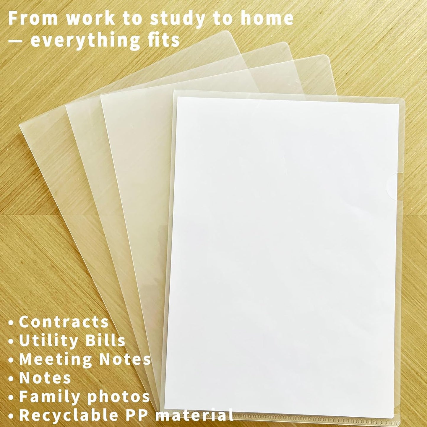 20 Pack Thick Clear Plastic Folders – Fits A4 & Letter Size Paper 8.5x11 Inch, Waterproof Document Protectors, Keeps Documents Organized for School, Office & Home