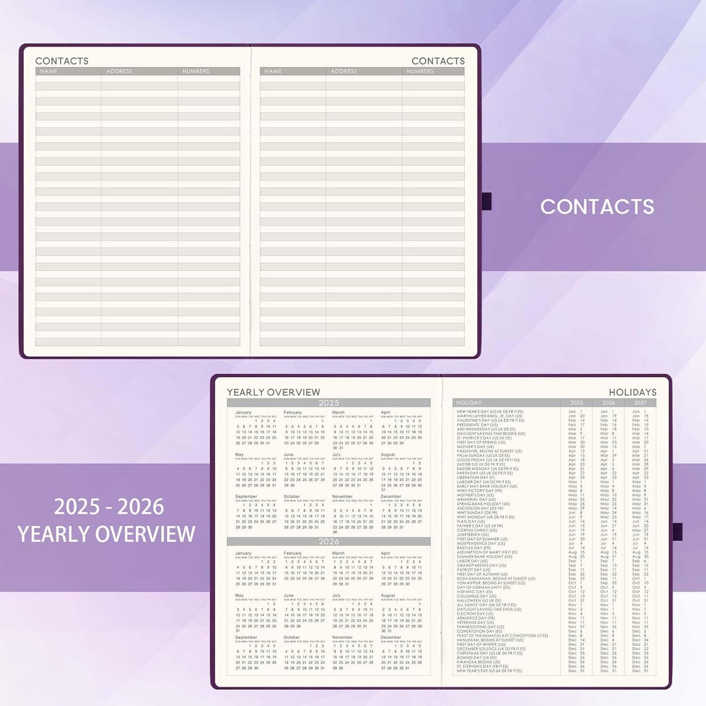 2025-2026 Planner - Academic Planner 2025-2026, July 2025 - June 2026, Planner Daily Weekly and Monthly, 8.5" x 11", Pen Holder, Calendar Stickers, Pocket, 25 Notes Pages, Faux Leather Cover