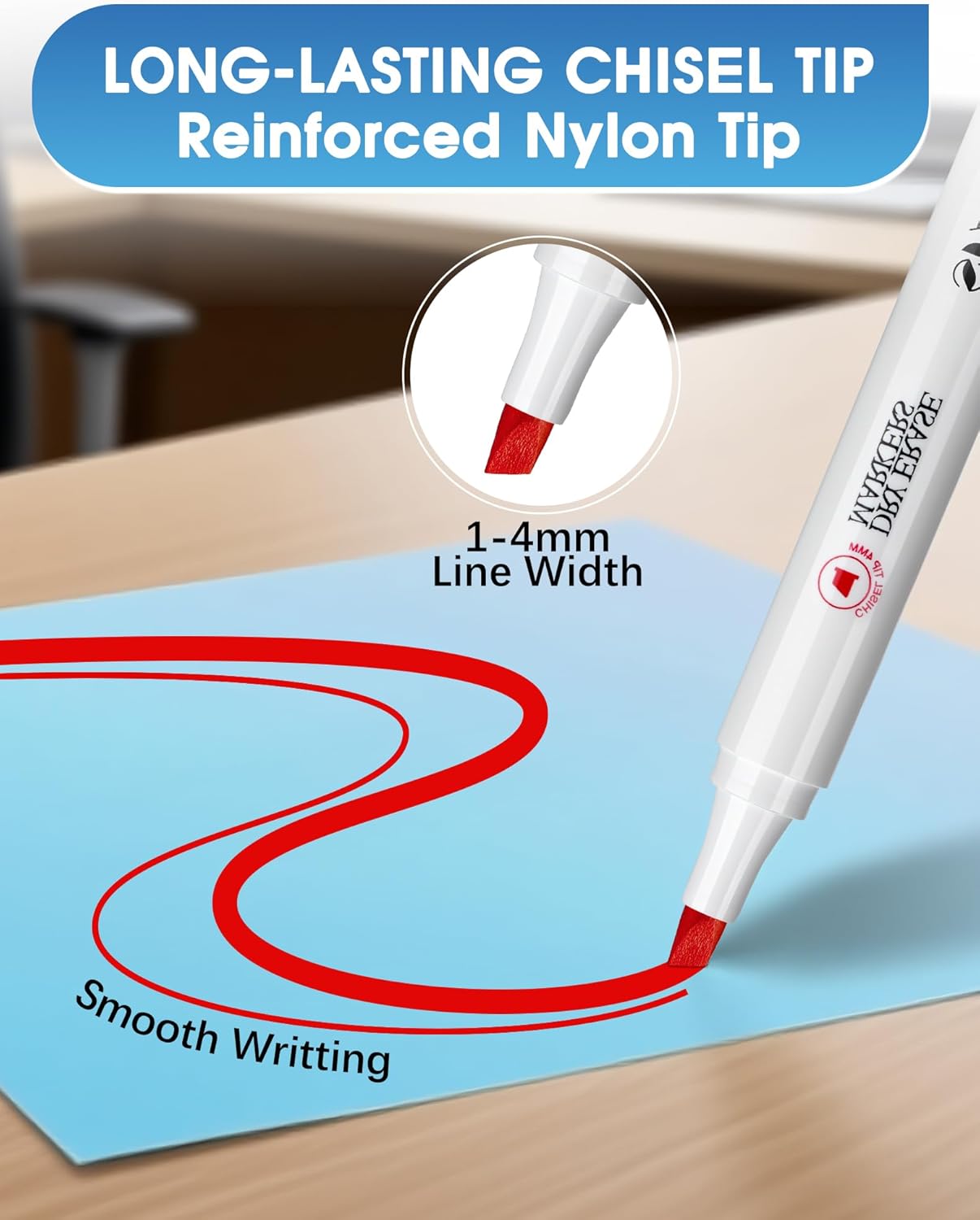 SFAIH Dry Erase Markers Chisel Tip with Magnetic Whiteboard Eraser, 36 Bulk 12 Assorted Colors White Board Markers for Teachers, Versatile Lines, 1s Quickly Dry, Perfect for Classroom and Office