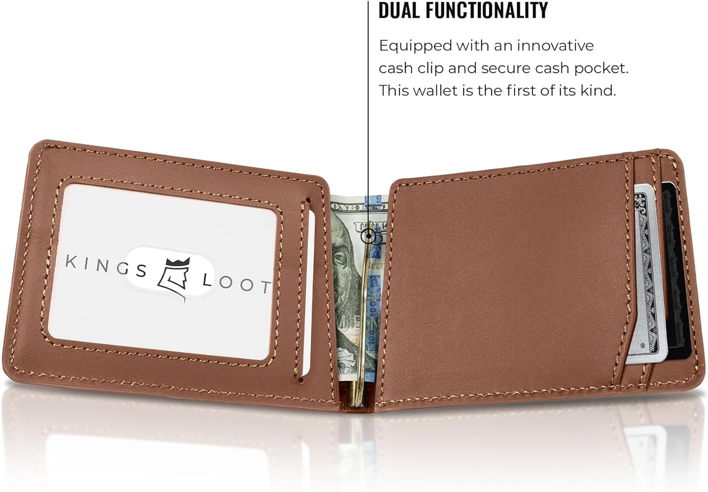 Kings Loot Wallet for Men | Customized Minimalist Slim RFID Blocking Leather Design with Cash Pocket & Card Pull Strap | Holds 1-15 Cards | Stylish & Durable Wallets