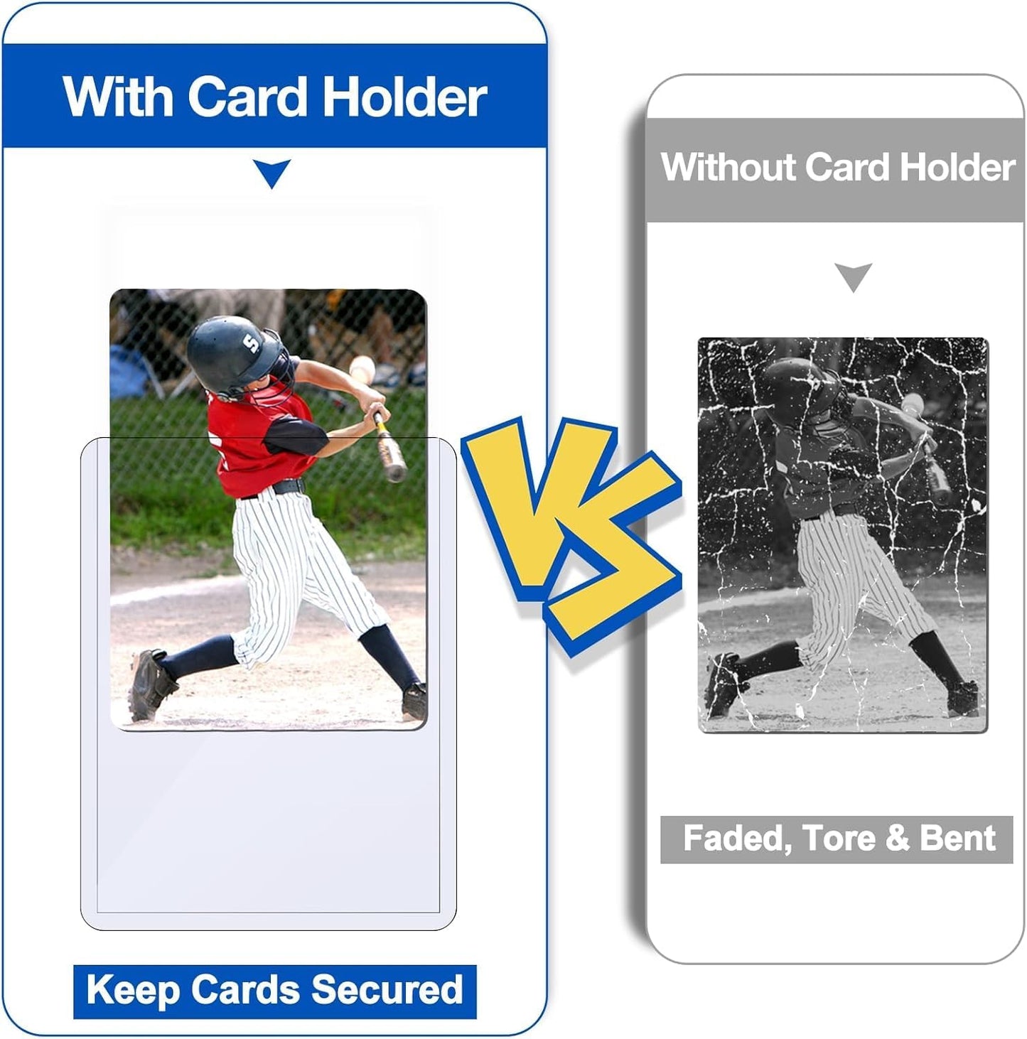 48 Count Topload Card Holder, Sooez 35PT Topload Card Protector, 3" x 4" Hard Plastic Card Sleeves, Baseball Card Protector, Rigid Toploading Card Case for Collectible Trading Sports Cards