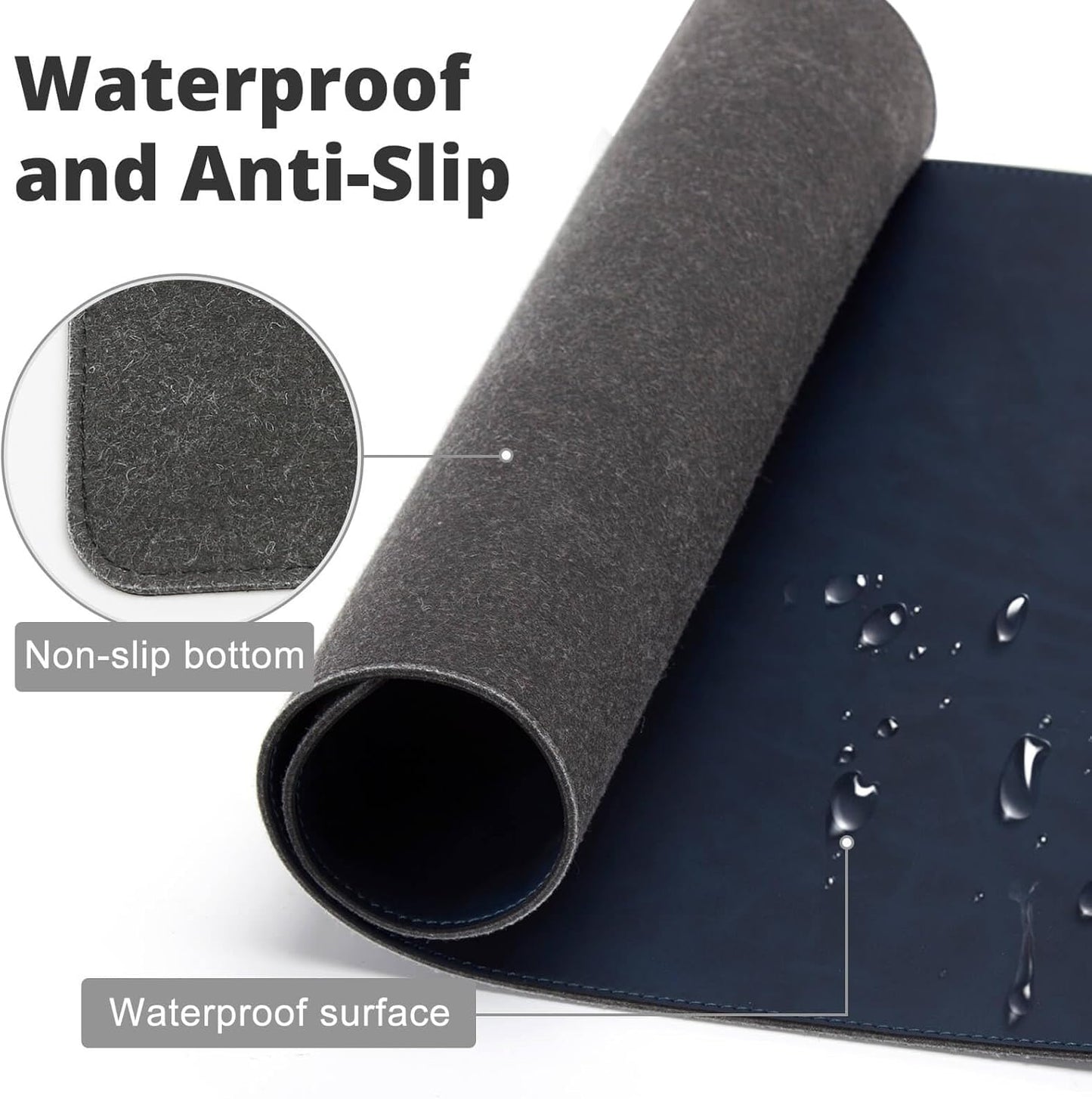 Magnetic Wireless Charging Desk Mat, 23.4''x15.6'' Large Office Mouse Pad, Microfiber Leather Mouse Mat with Ultra-Smooth Surface, Waterproof Computer Keyboard Desk Mat for Office & Home, Laptop, Blue