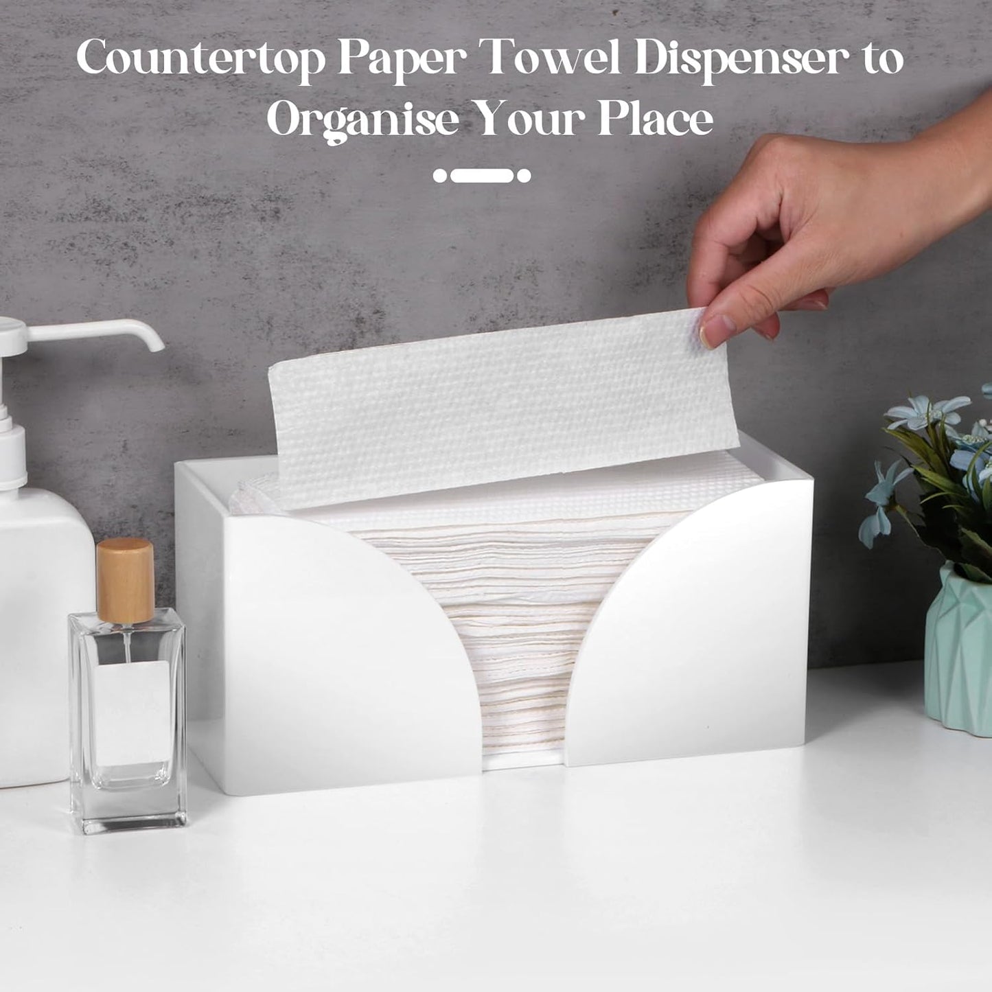 2PCS White Paper Towel Dispenser Countertop, AcrylicPaper Towel Holder for Bathroom Folded Paper Towel Dispenser Clear Trifold Paper Napkin Holder for Z-fold C-fold MultiFold Trifold - Home Kitchen