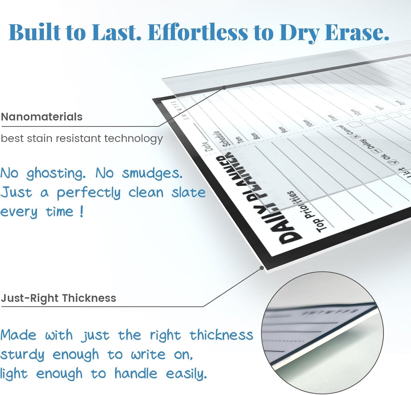 JJPRO Reusable Desktop Daily Planner with Stand,Reusable Time Schedule Board,11"x8.5" Hourly Schedule Dry Erase Board with Time Slots,Desk Hourly Dry Erase Board with Detachable Engineered Wood Stand for Office, Home