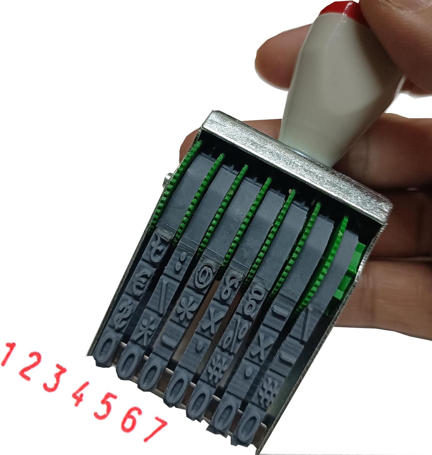 zeng 7 Digits Rubber Number Stamp, Adjustable Number 0-9 and Symbols, Manual DIY Date,Business, Office, 43x7mm Imprint, Ink Not Include
