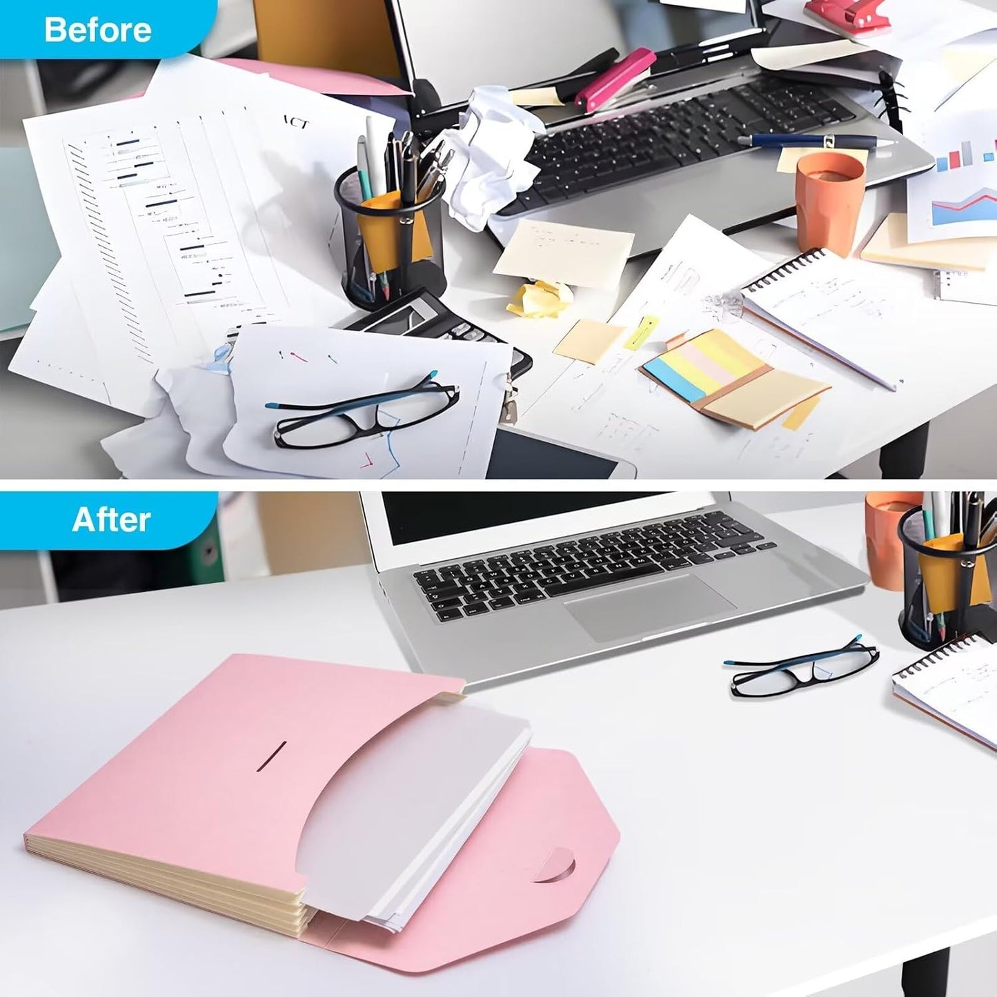 Blue Lake ECOLIFE Expanding File Folder Accordion Folders ECO Friendly 6 Pocket Organizer Pink