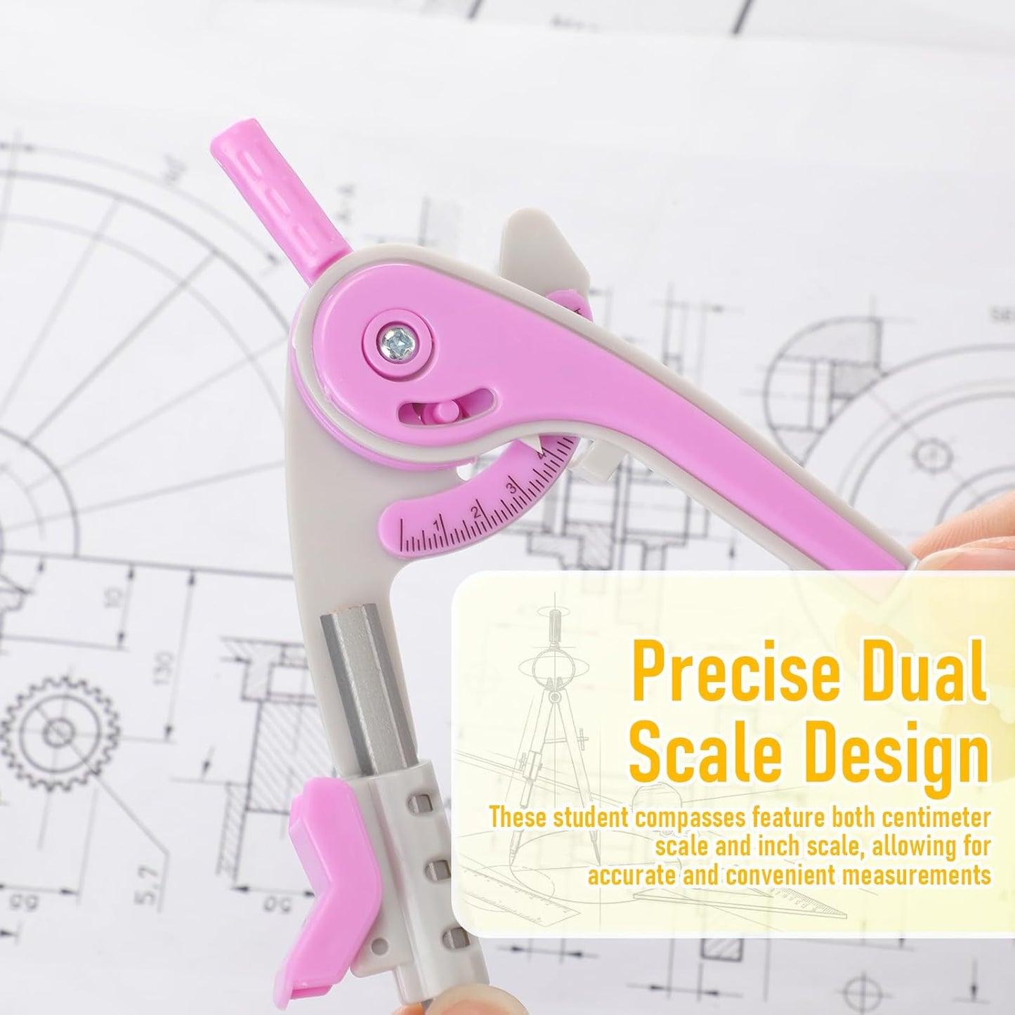 Chengu 6 Set Compass and Protractor Set, Multicolor Compass Geometry Tool 6 Inch 180 Degree Translucent Protractors for Geometry, Math Graphing Drawing Tools for Office and School Supplies