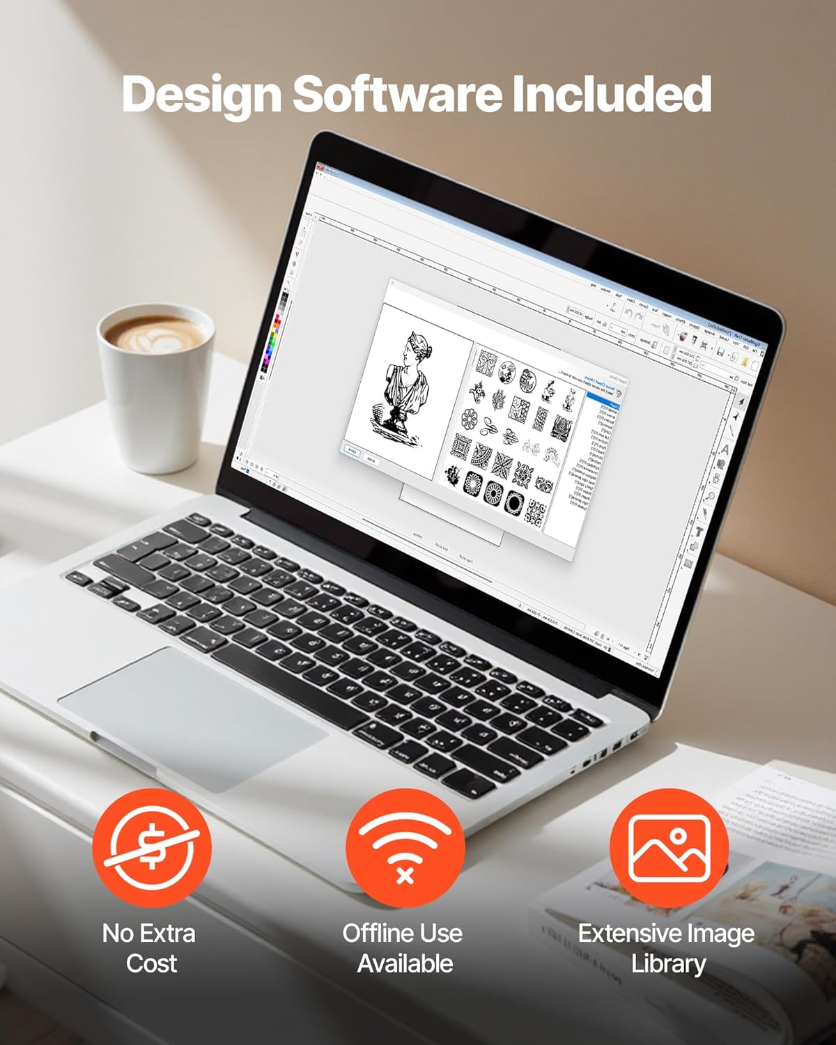 VEVOR Cutting Machine, Automatic Edge Detection Vinyl Cutter Machine with Two Types of Blades, Design Software and Materials, Compatible with Multiple File Formats, for Creating Customized DIY Crafts