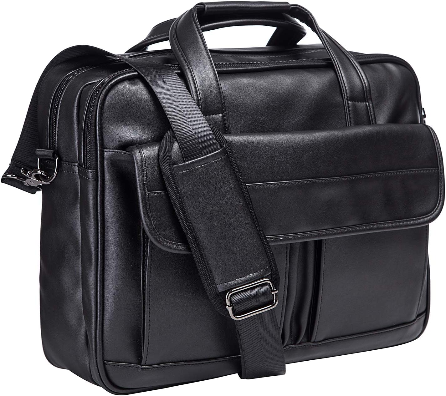 seyfocnia Men's Business Travel Briefcase Leather Handmade Messenger Bags Laptop Bag