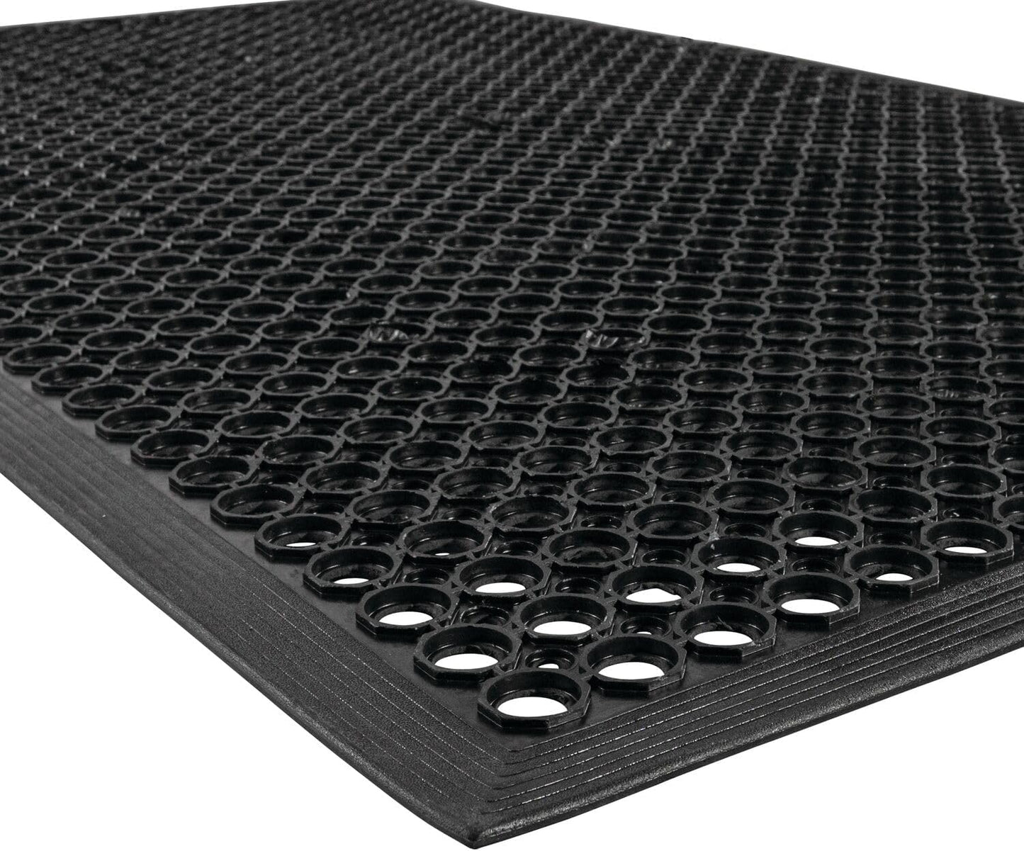 NoTrax 3' x 5' Anti-Fatigue Lightweight Restaurant Rubber Floor Mat with Drainage Holes, Beveled Edges, Non-Slip Mats, Black, T30 Competitor, T30S0035BL